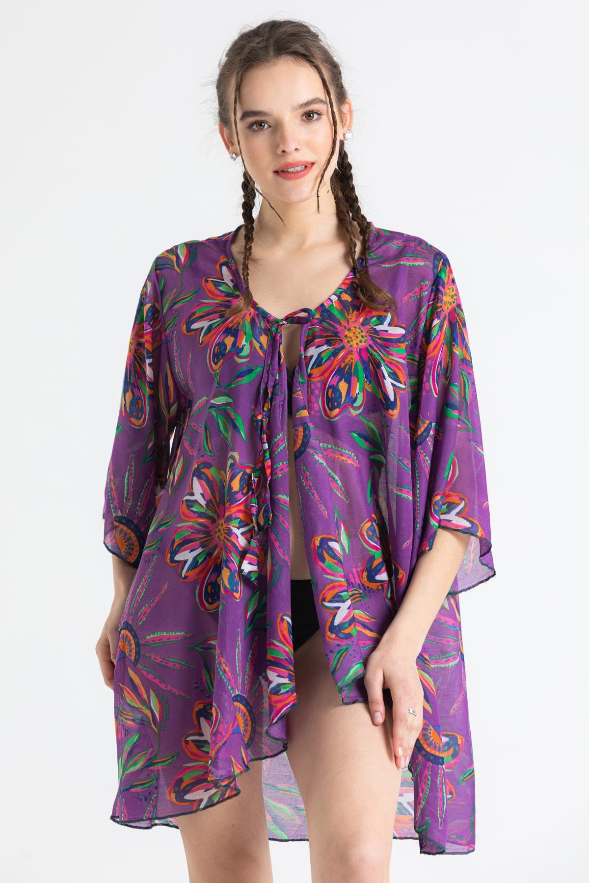 Toptan Side Vual Pareo Mor 6194