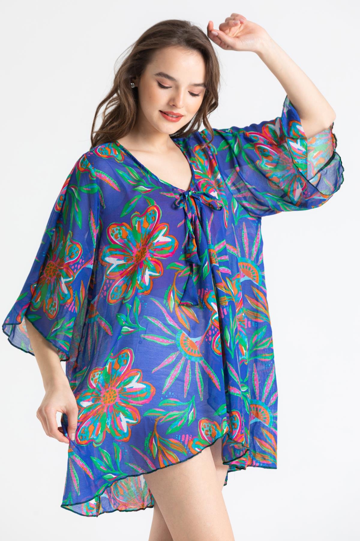 Toptan Side Vual Pareo Saks 6192