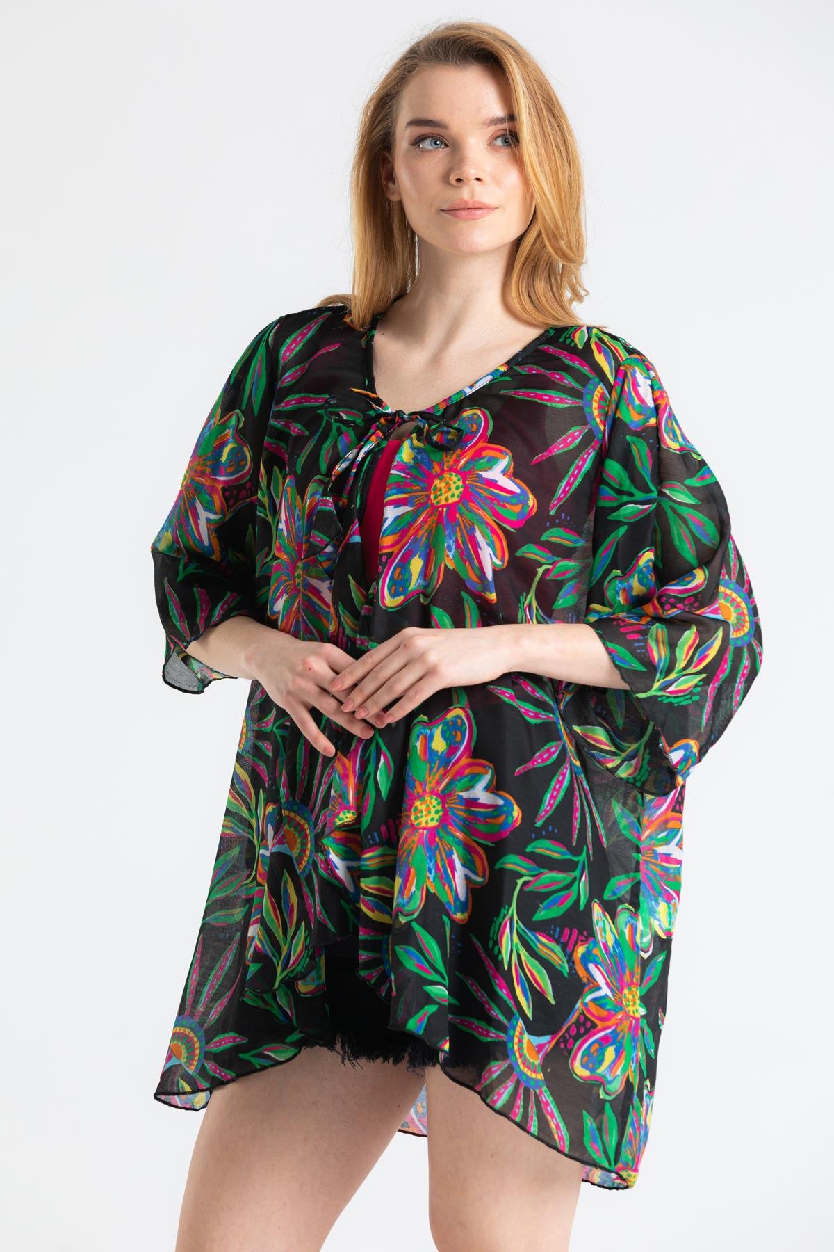 Toptan Side Vual Pareo Siyah 6193