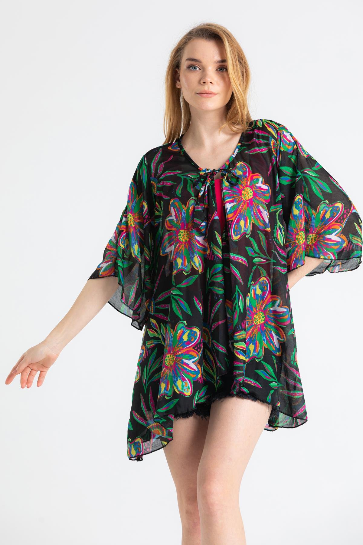 Toptan Side Vual Pareo Siyah 6193