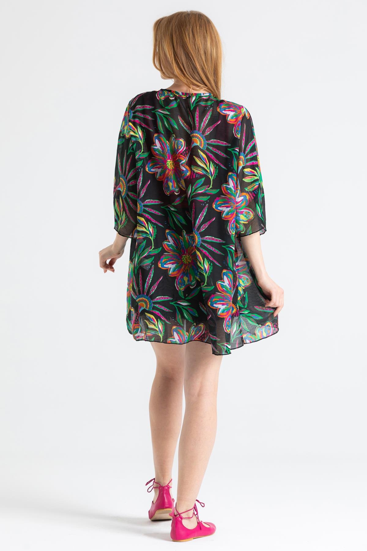 Toptan Side Vual Pareo Siyah 6193