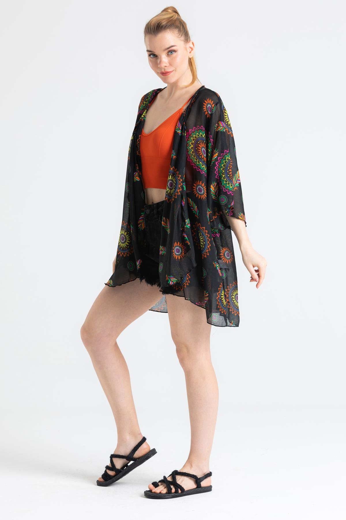 Toptan Side Vual Pareo Siyah 6198