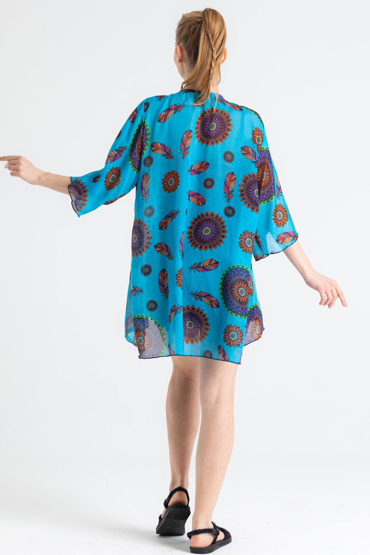 Toptan Side Vual Pareo Turkuaz 6196