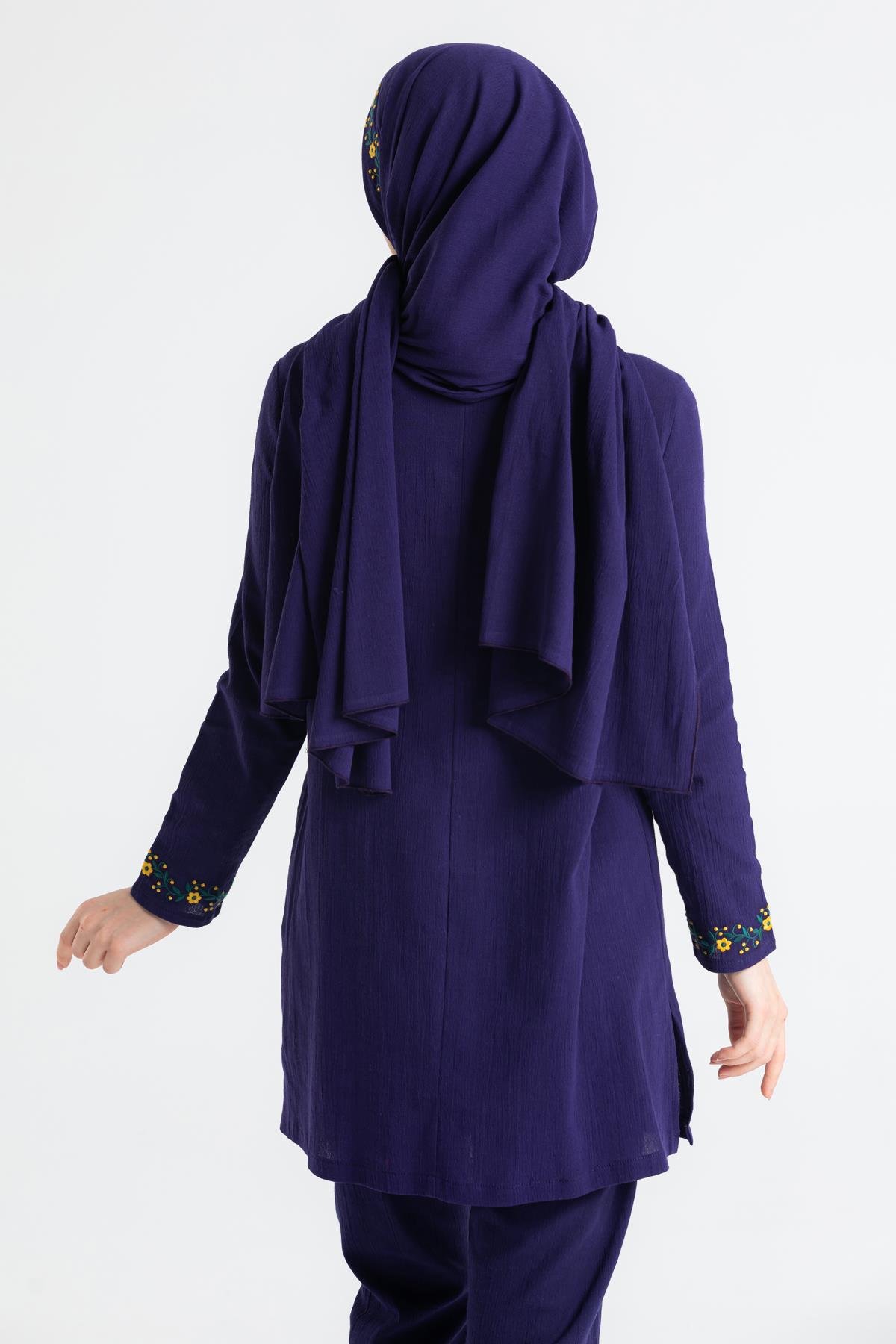 Toptan Şile Bezi Çiğdem Nakışlı Şal Mor 