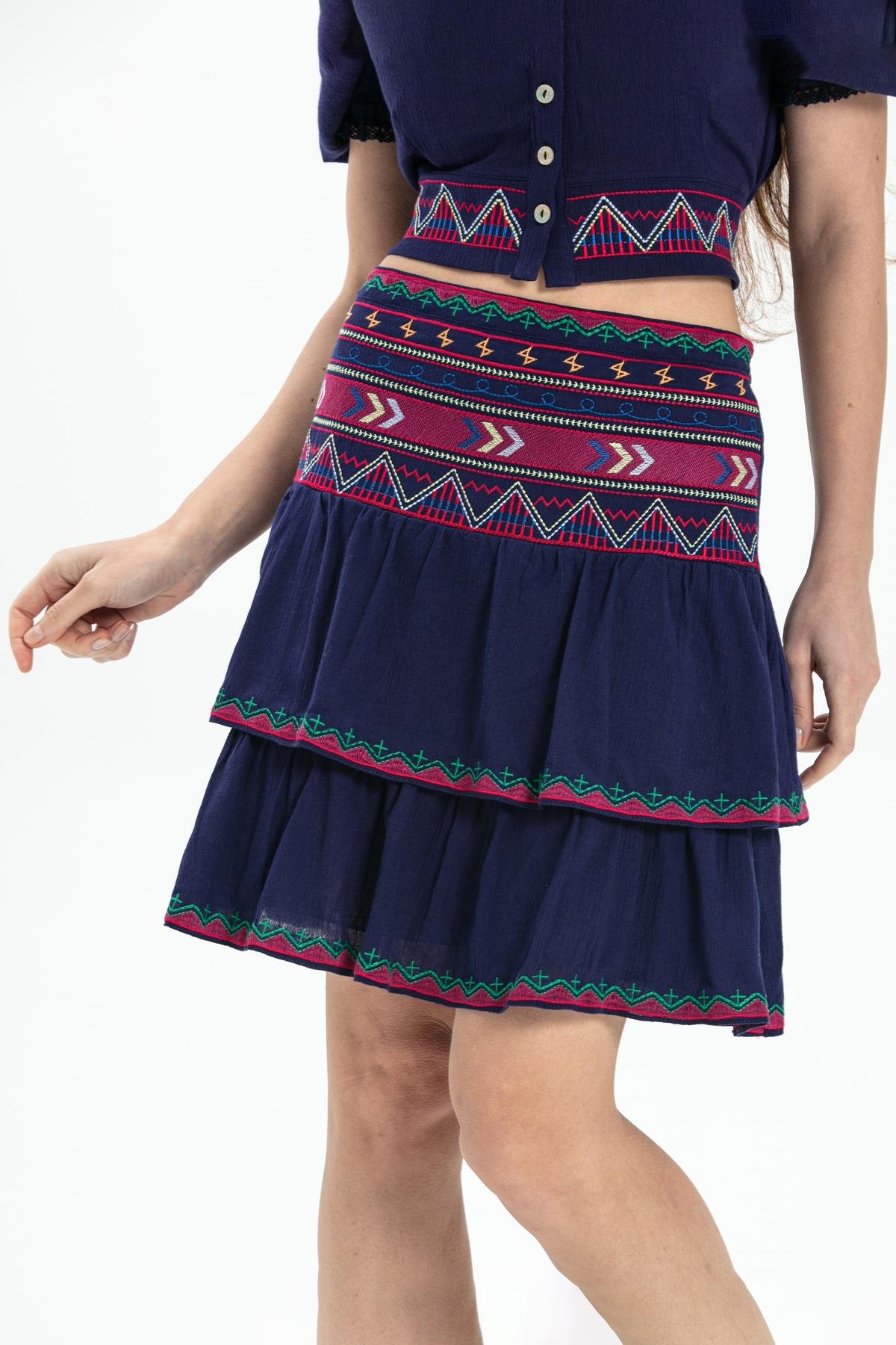 Toptan Şile Bezi Latin Mini Etek Mor