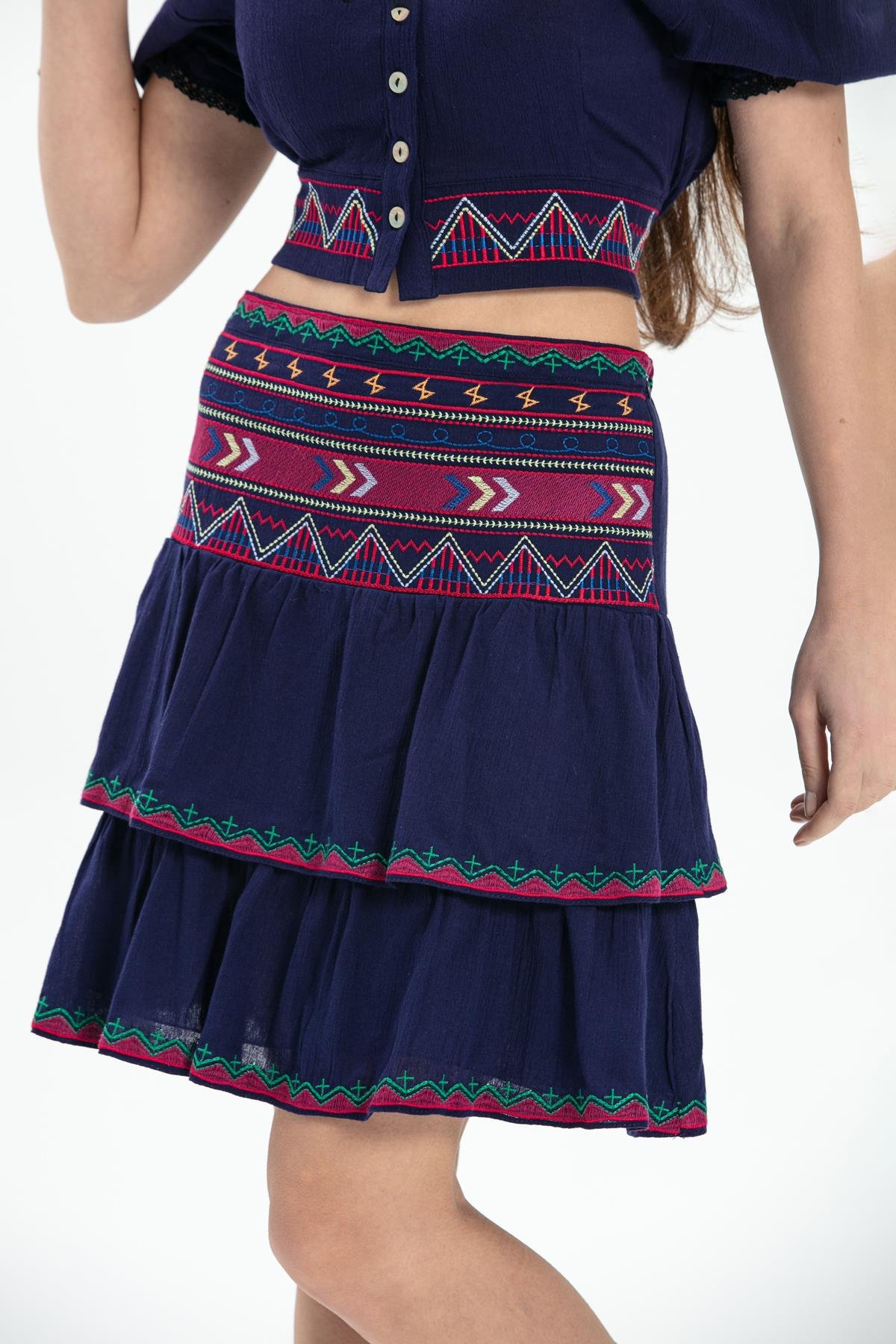 Toptan Şile Bezi Latin Mini Etek Mor