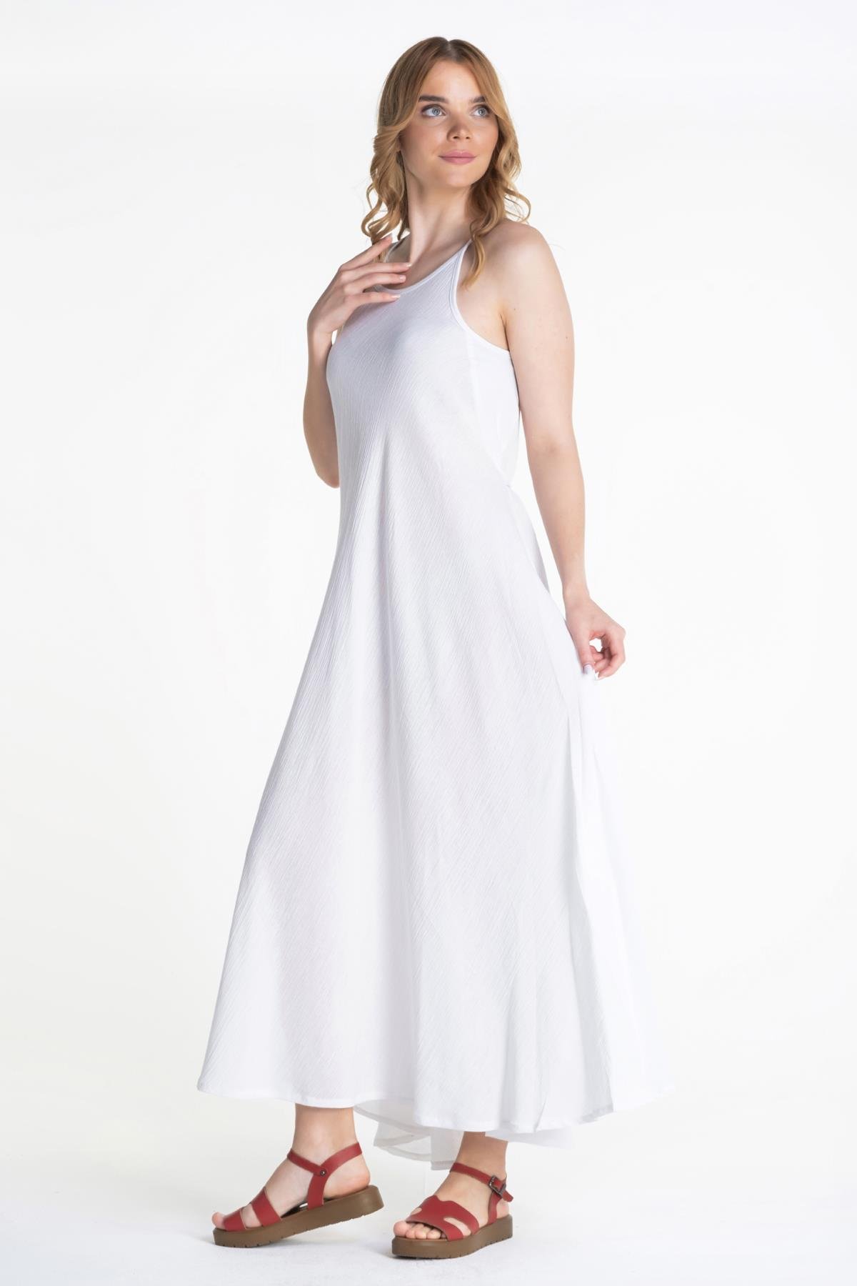 Toptan Sima Şile Bezi Elbise Beyaz