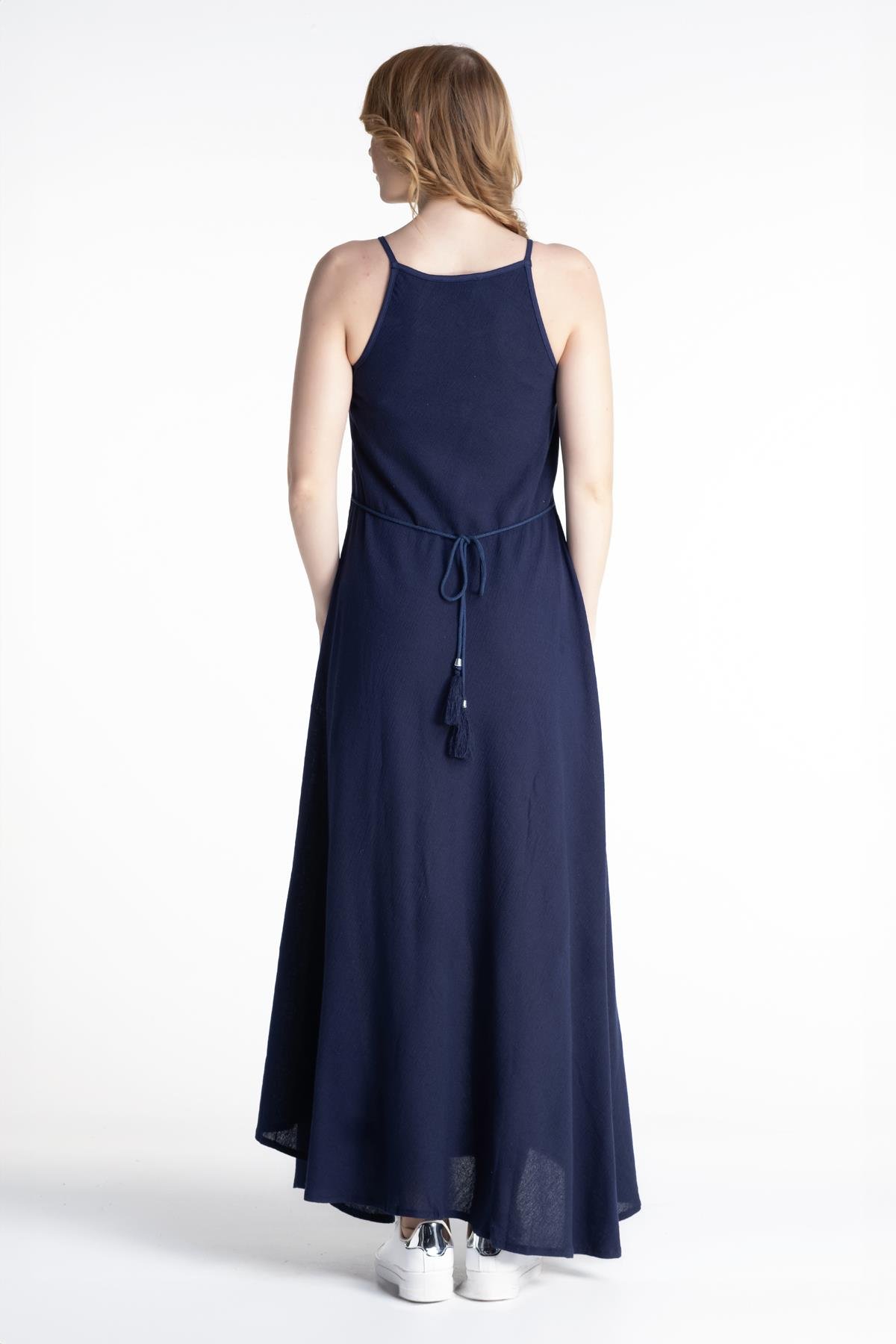 Toptan Sima Şile Bezi Elbise Lacivert