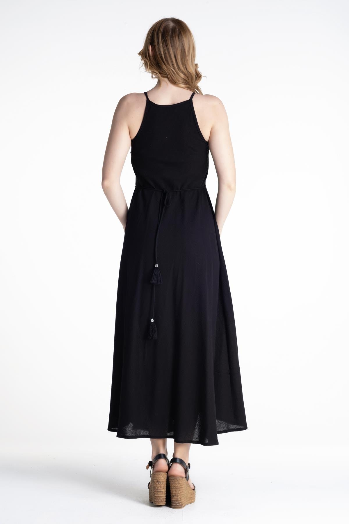 Toptan Sima Şile Bezi Elbise Siyah