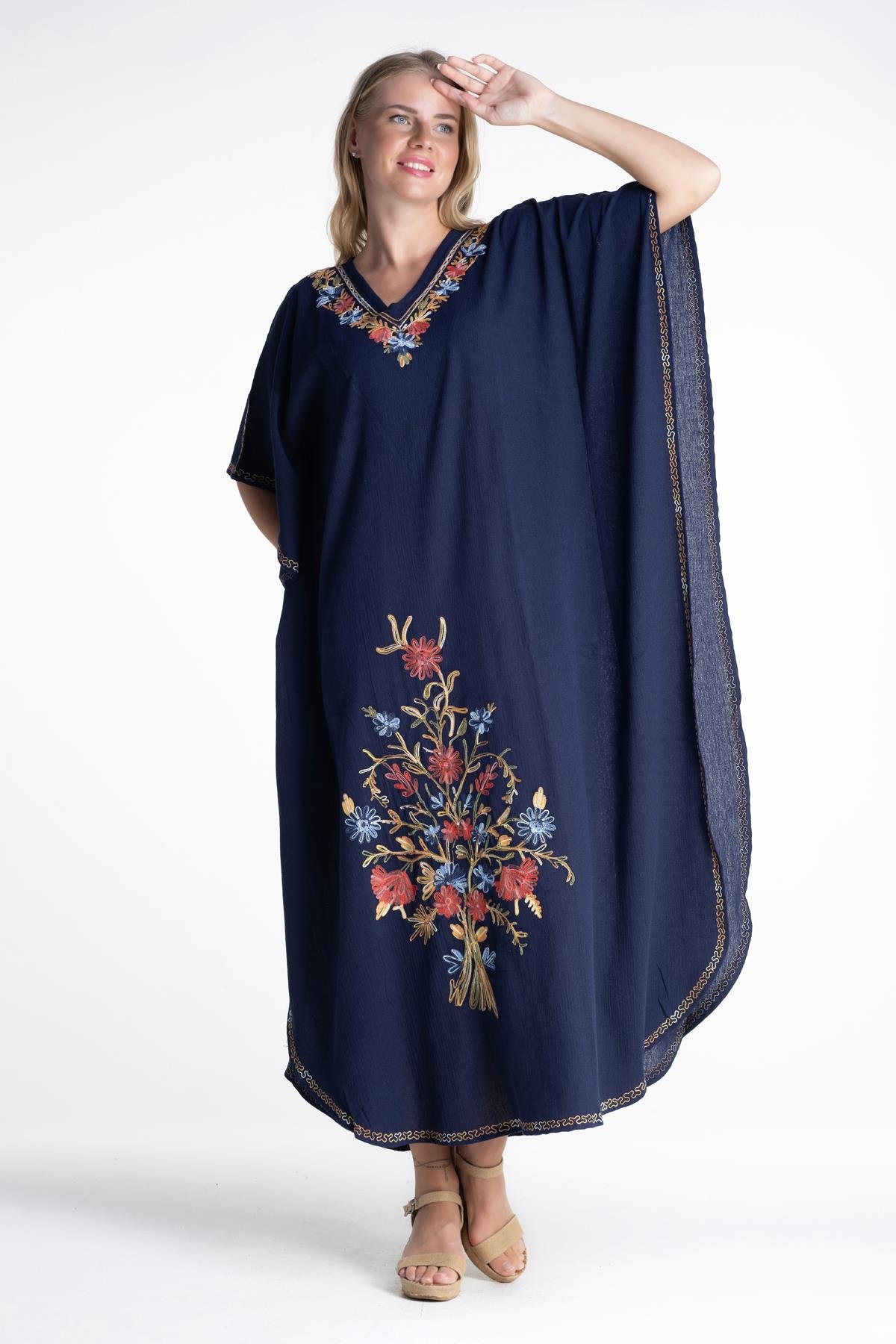 Toptan Tibet Şile Bezi Elbise Lacivert