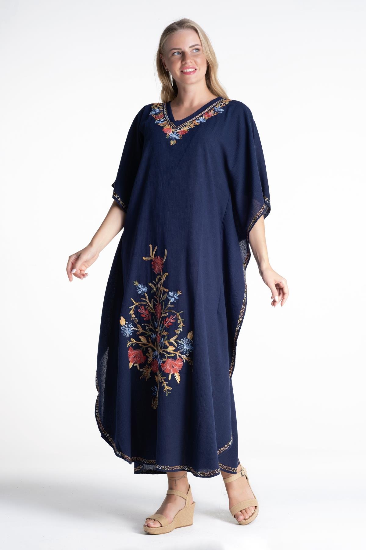 Toptan Tibet Şile Bezi Elbise Lacivert