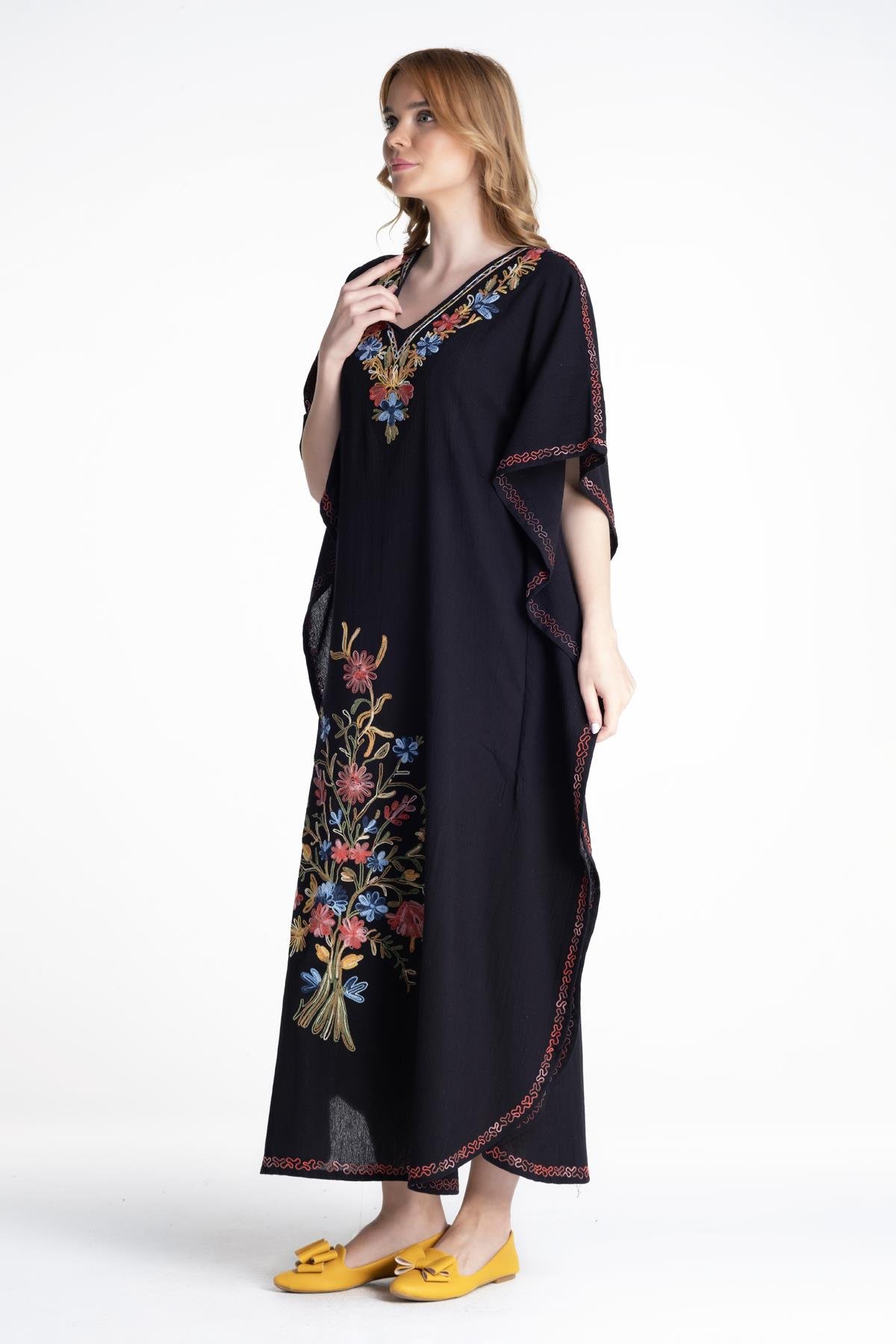 Toptan Tibet Şile Bezi Elbise Siyah