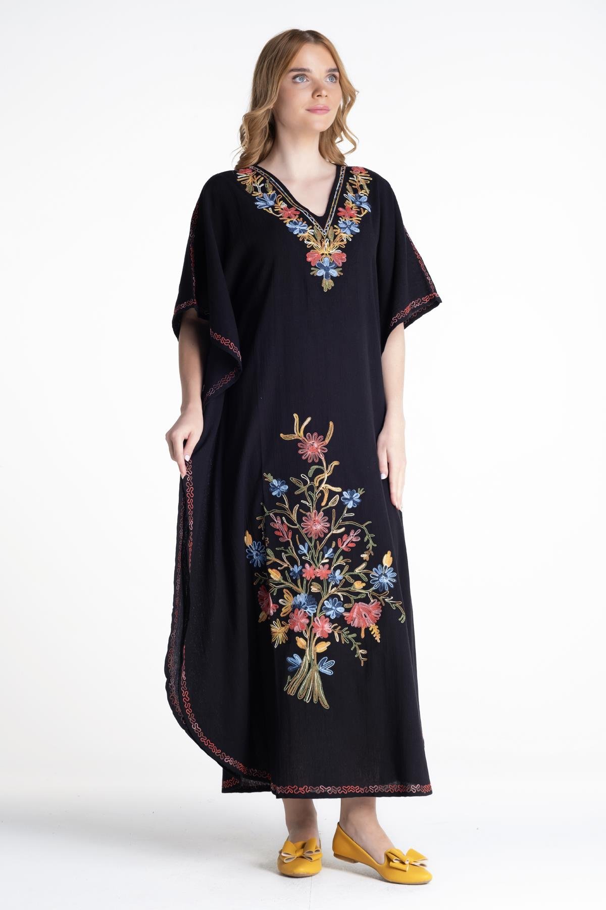 Toptan Tibet Şile Bezi Elbise Siyah