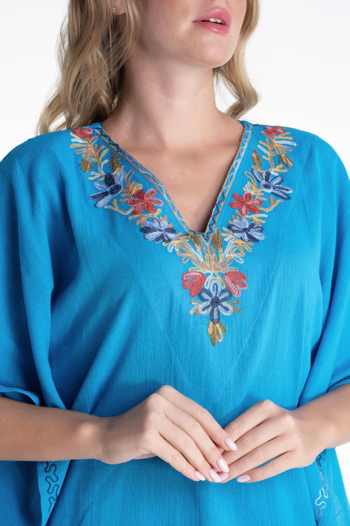 Toptan Tibet Şile Bezi Elbise Turkuaz