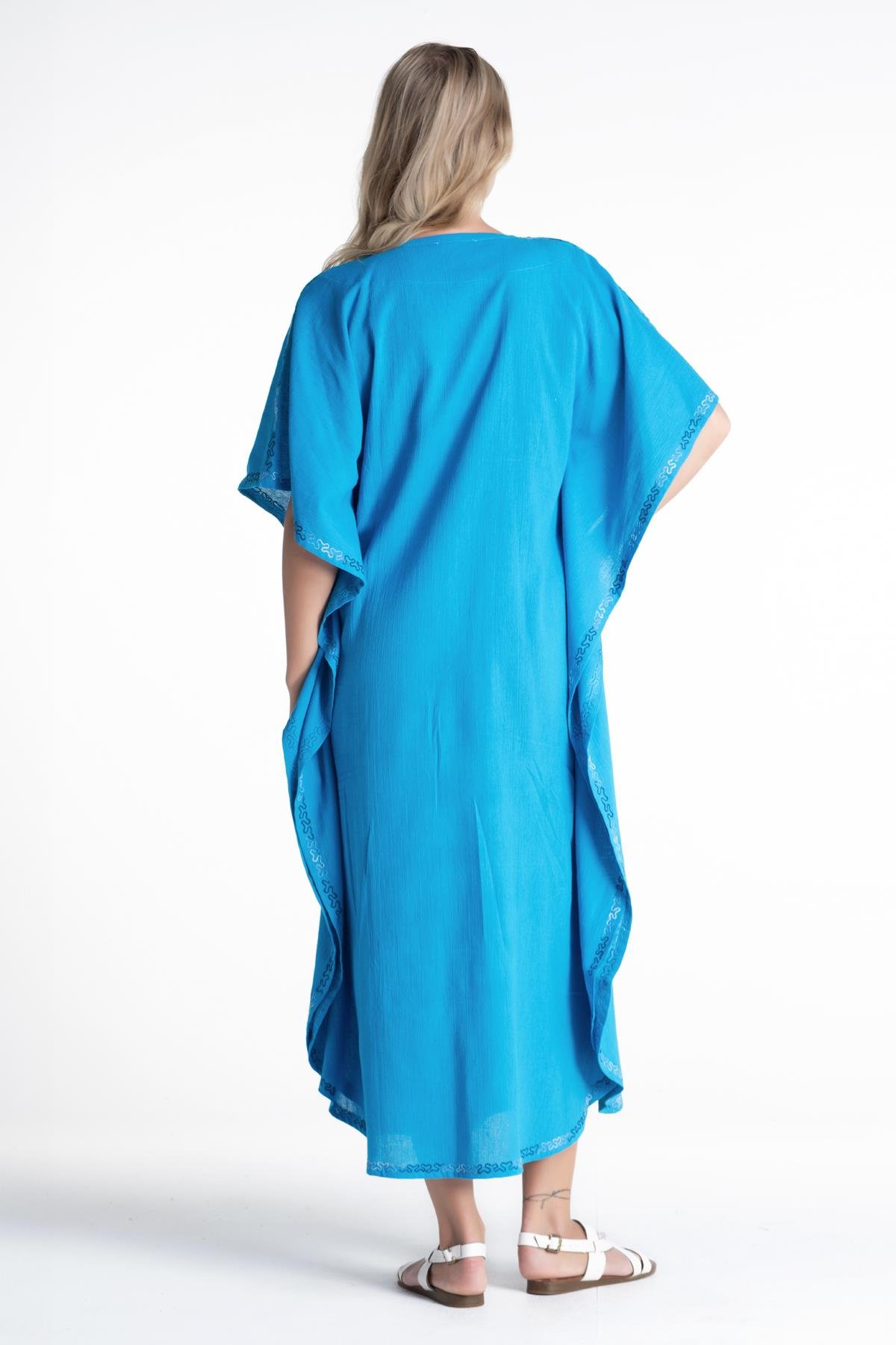 Toptan Tibet Şile Bezi Elbise Turkuaz