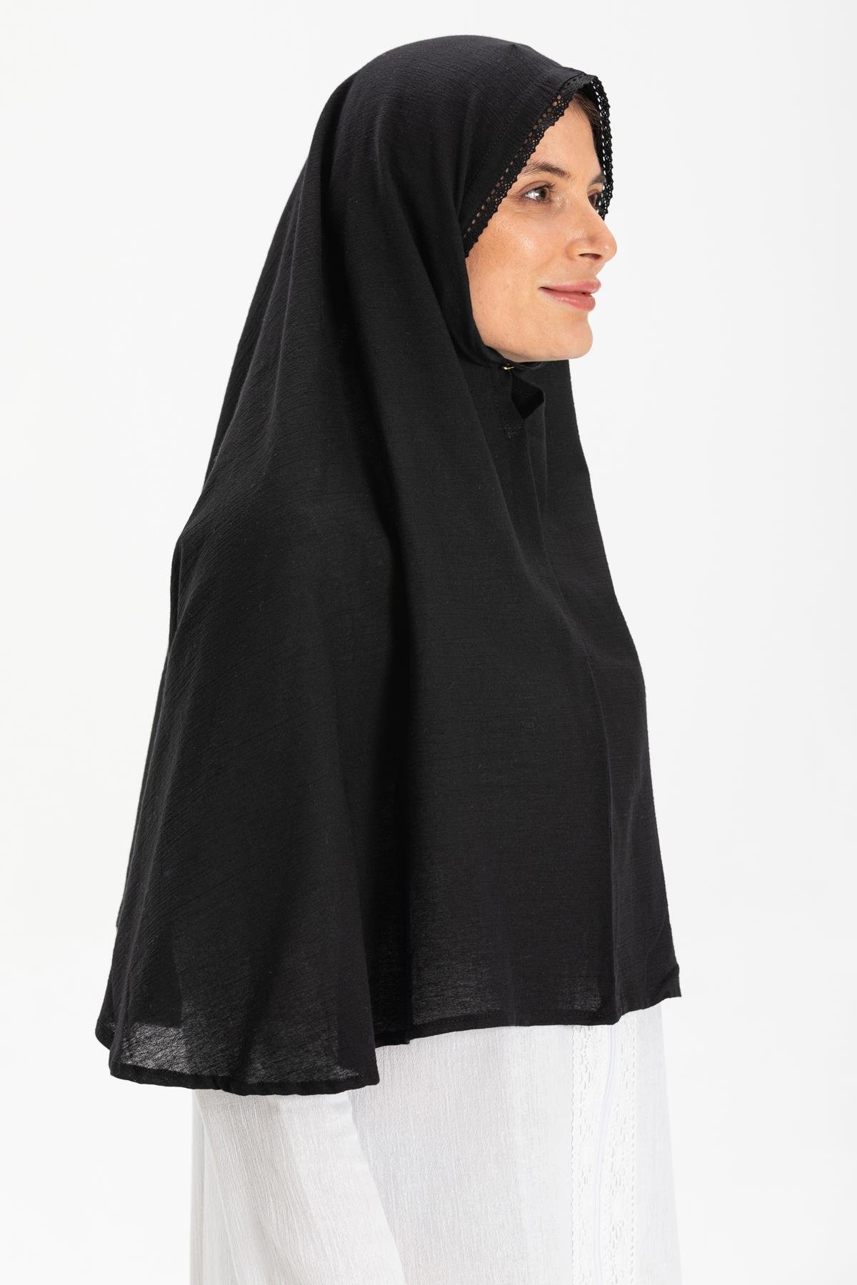 Toptan Umre Şile Bezi Başörtüsü Siyah
