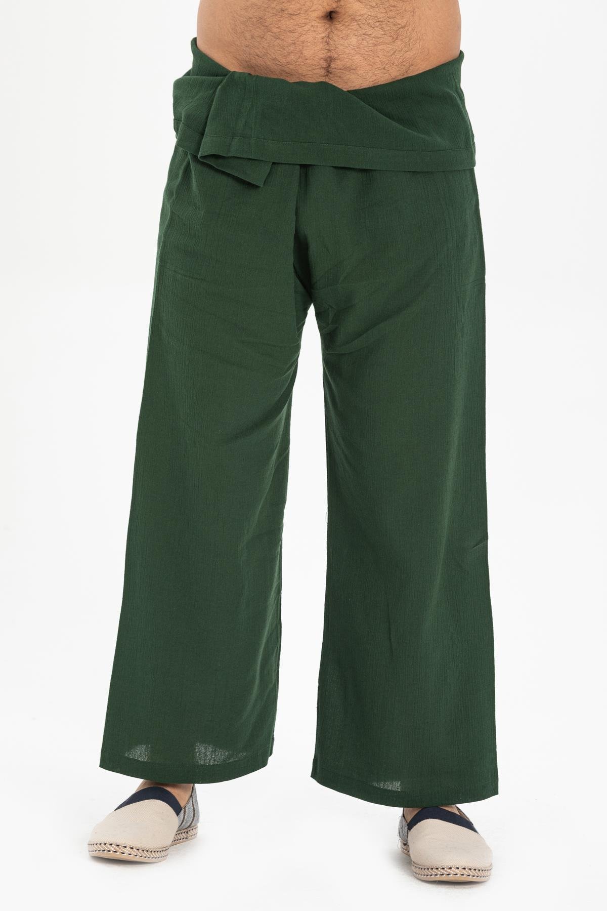 Toptan Unisex Şile Bezi Balıkçı Pantolon Yeşil Ysl