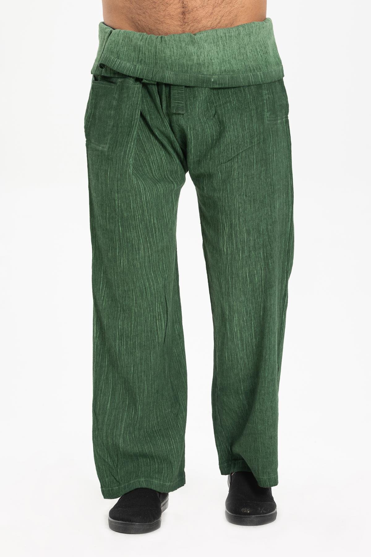 Toptan Unisex Şile Bezi Balıkçı Pantolon Taşlı Yeşil Tslysl