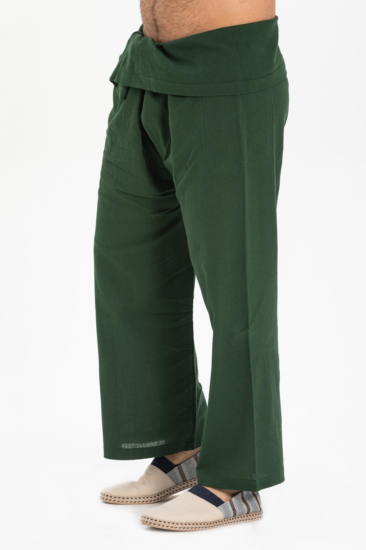 Toptan Unisex Şile Bezi Balıkçı Pantolon Yeşil Ysl