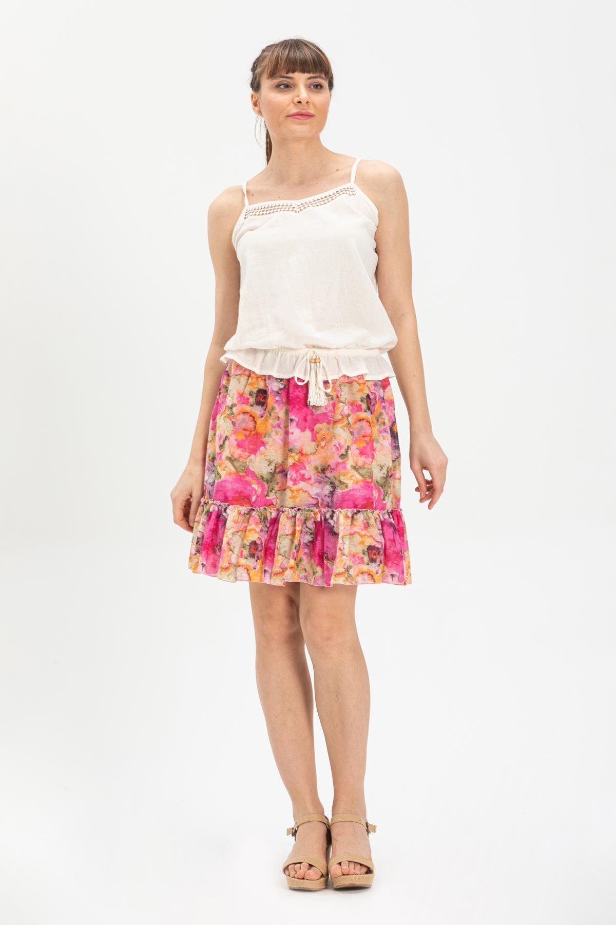 Toptan Vual Nesrin Kısa Etek Pembe Pmb