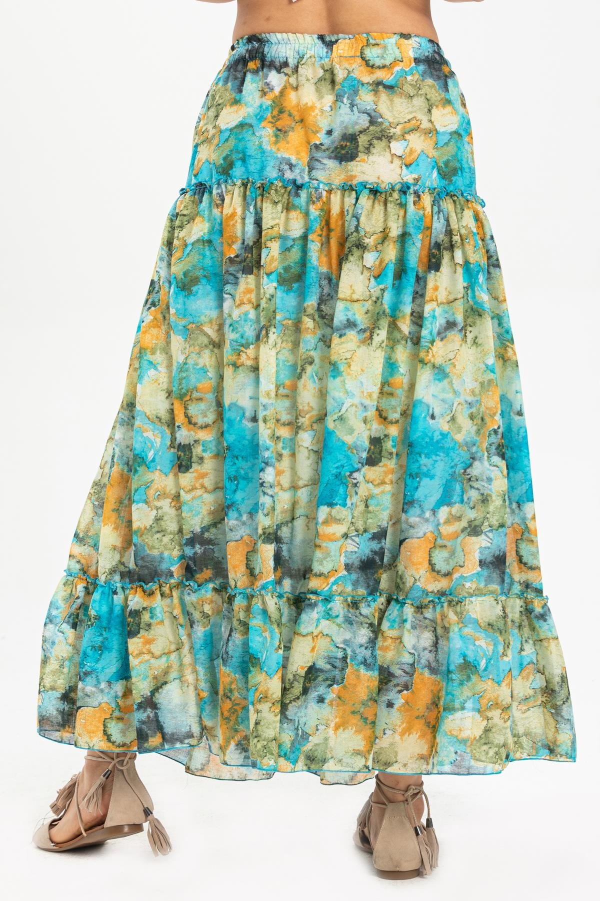 Toptan Vual Nesrin Uzun Etek Turkuaz Trkz