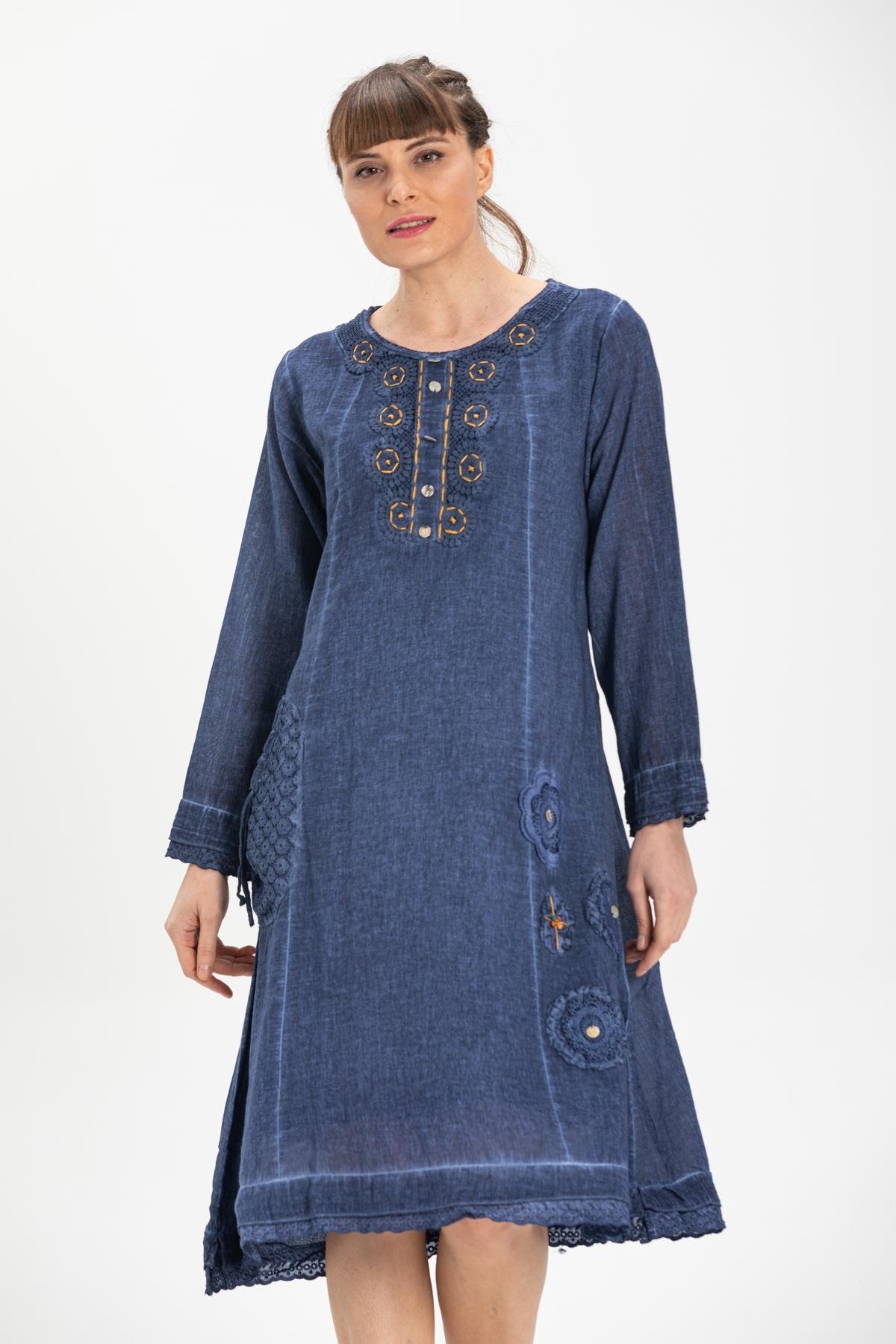 Toptan Yonca Elbise / Tunik İndigo