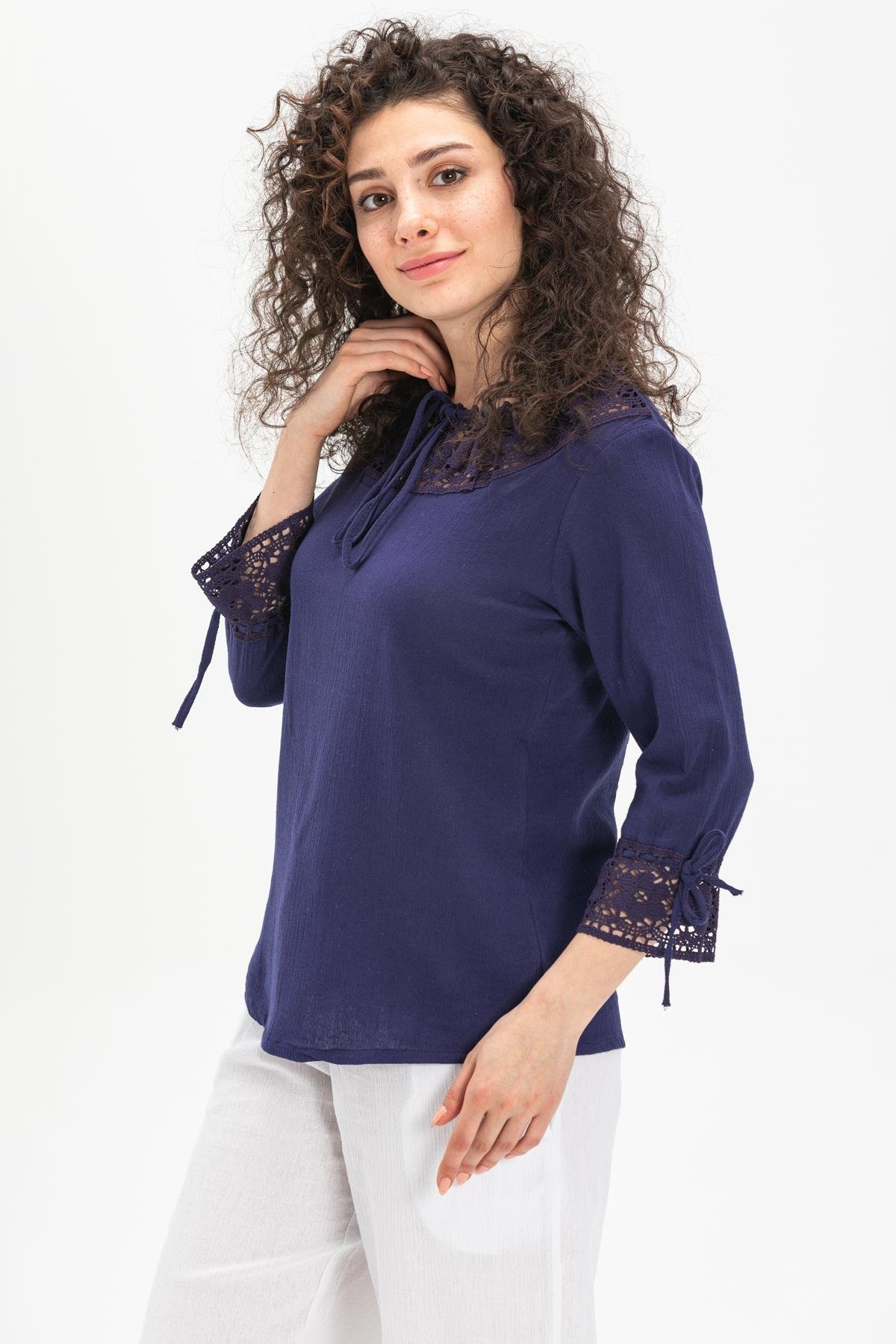 Toptan Zehra Şile Bezi Bluz Mor