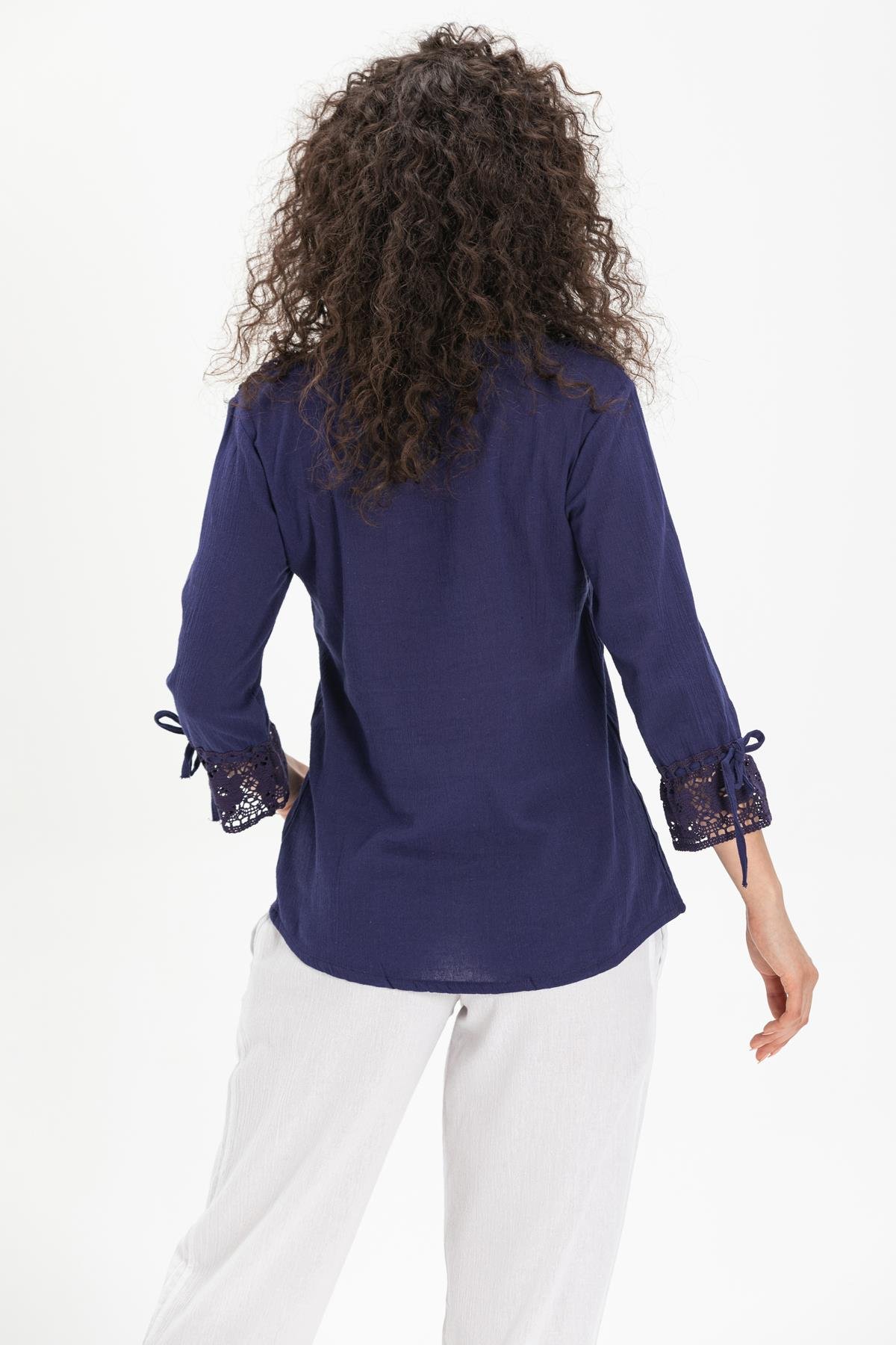 Toptan Zehra Şile Bezi Bluz Mor