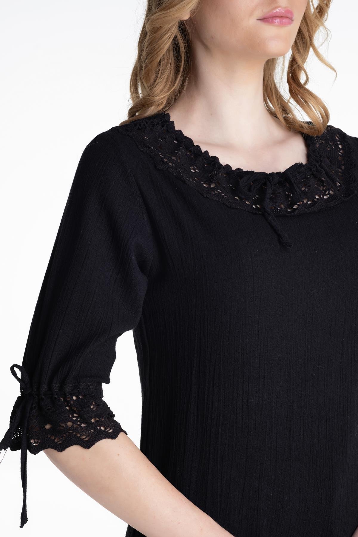 Toptan Zehra Şile Bezi Bluz Siyah