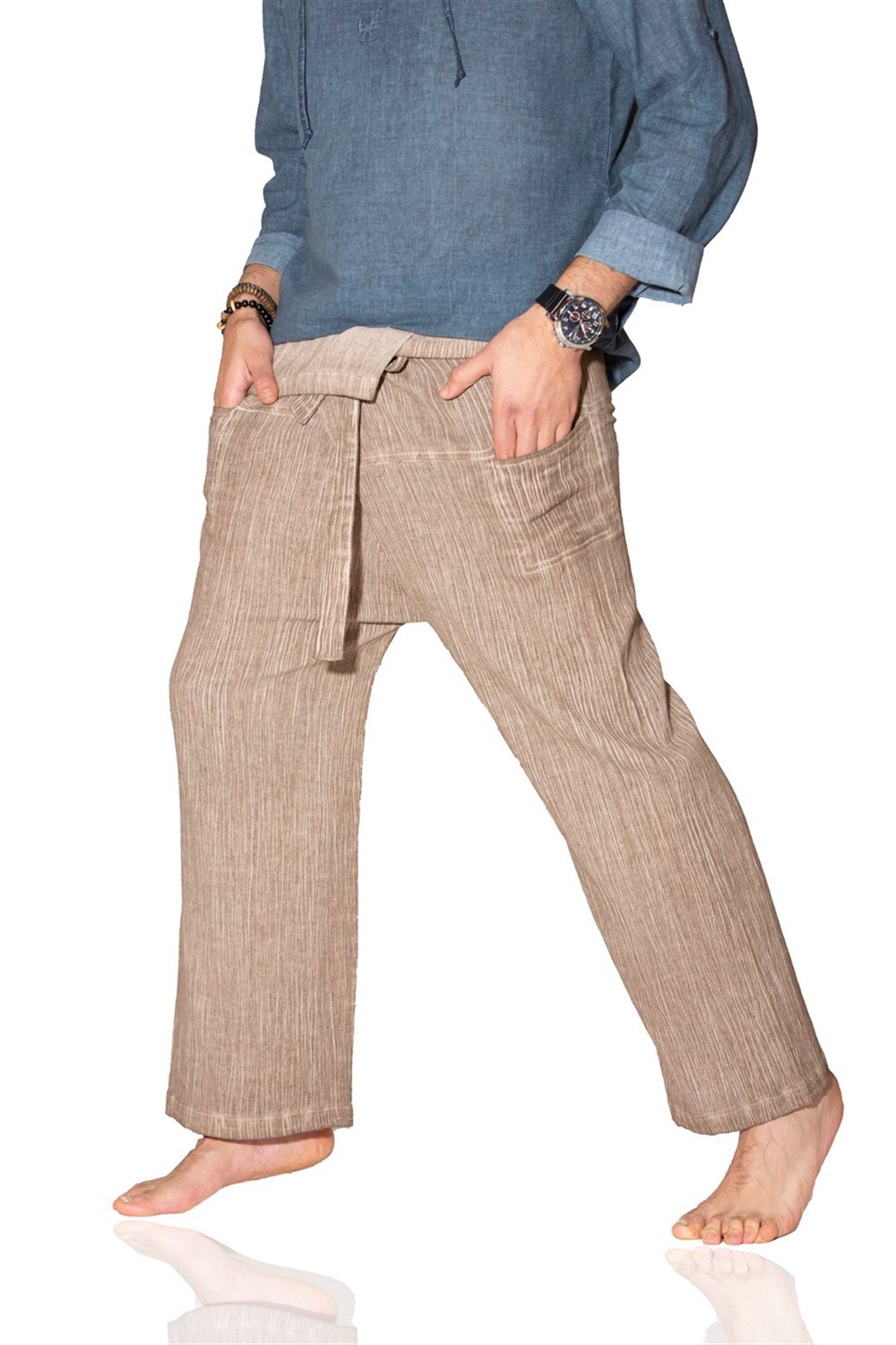 Unisex Şile Bezi Balıkçı Pantolon Toprak Tprk