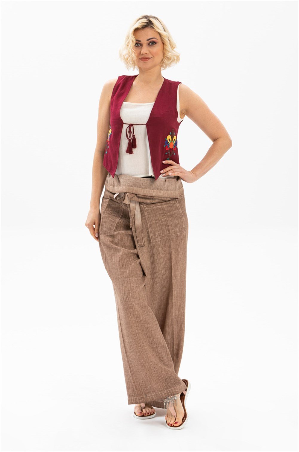 Unisex Şile Bezi Balıkçı Pantolon Toprak Tprk