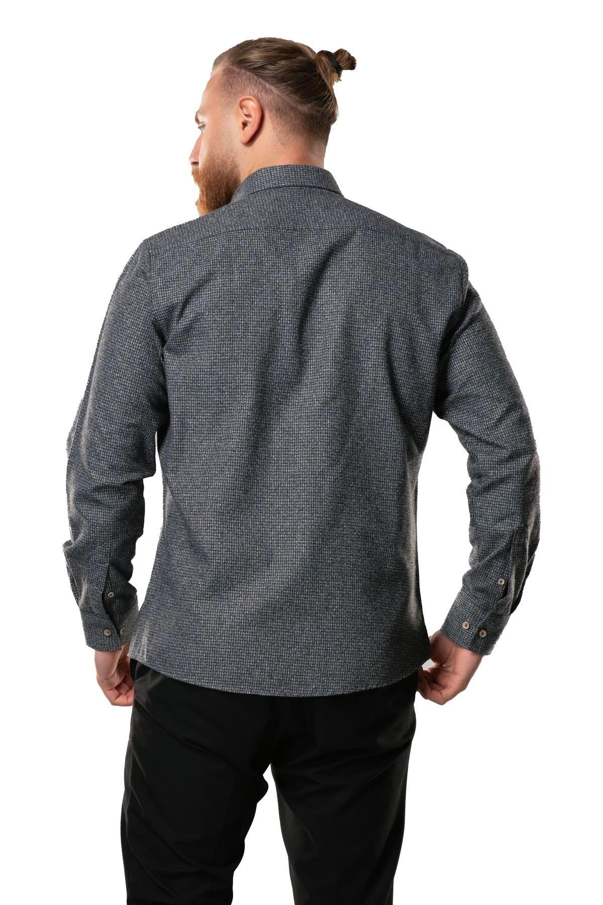 Uzun Kol Oduncu Erkek Pazen Sonbahar ve Kışlık Gömlek Kaz Ayağı Füme 4048