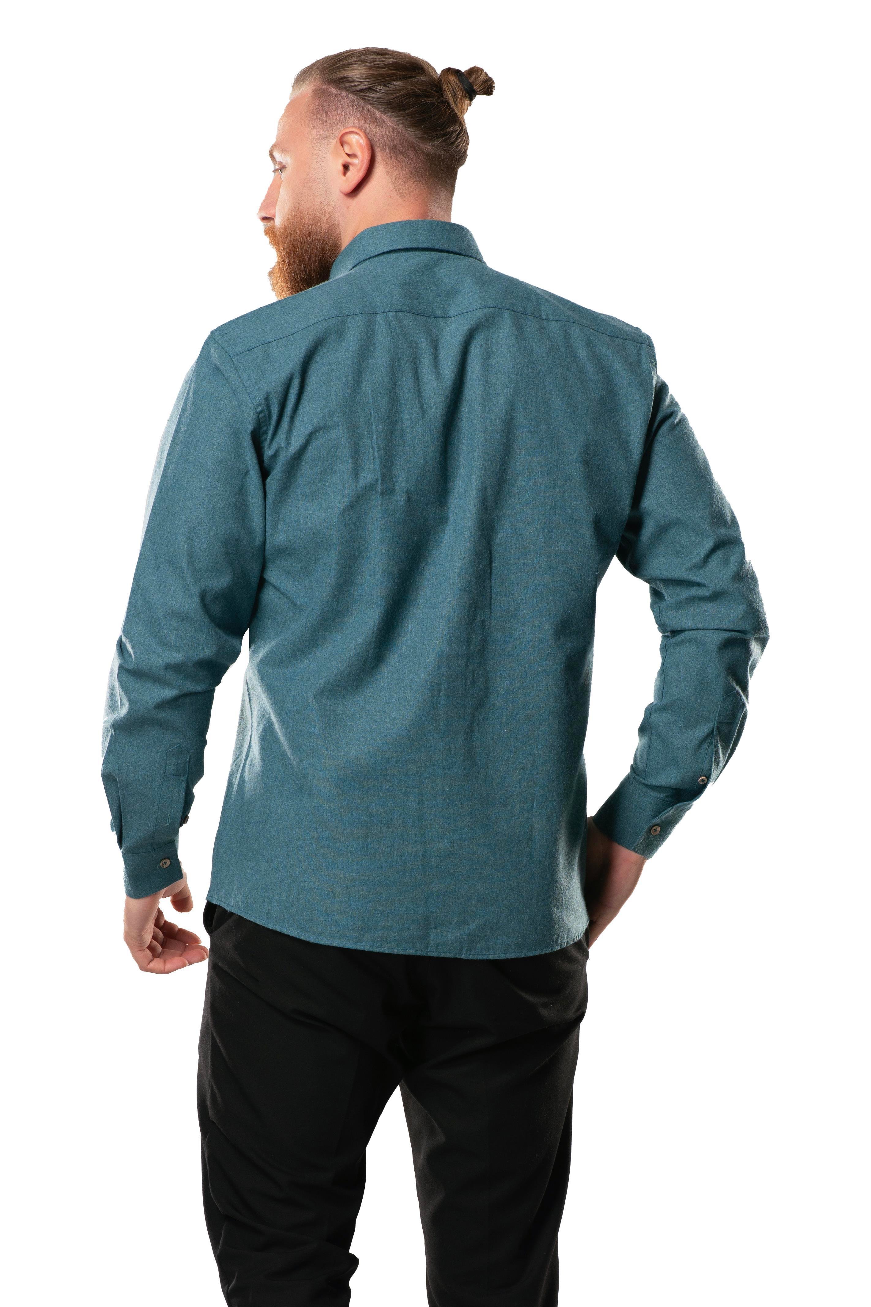 Uzun Kol Oduncu Erkek Pazen Sonbahar ve Kışlık Gömlek Petrol 4037