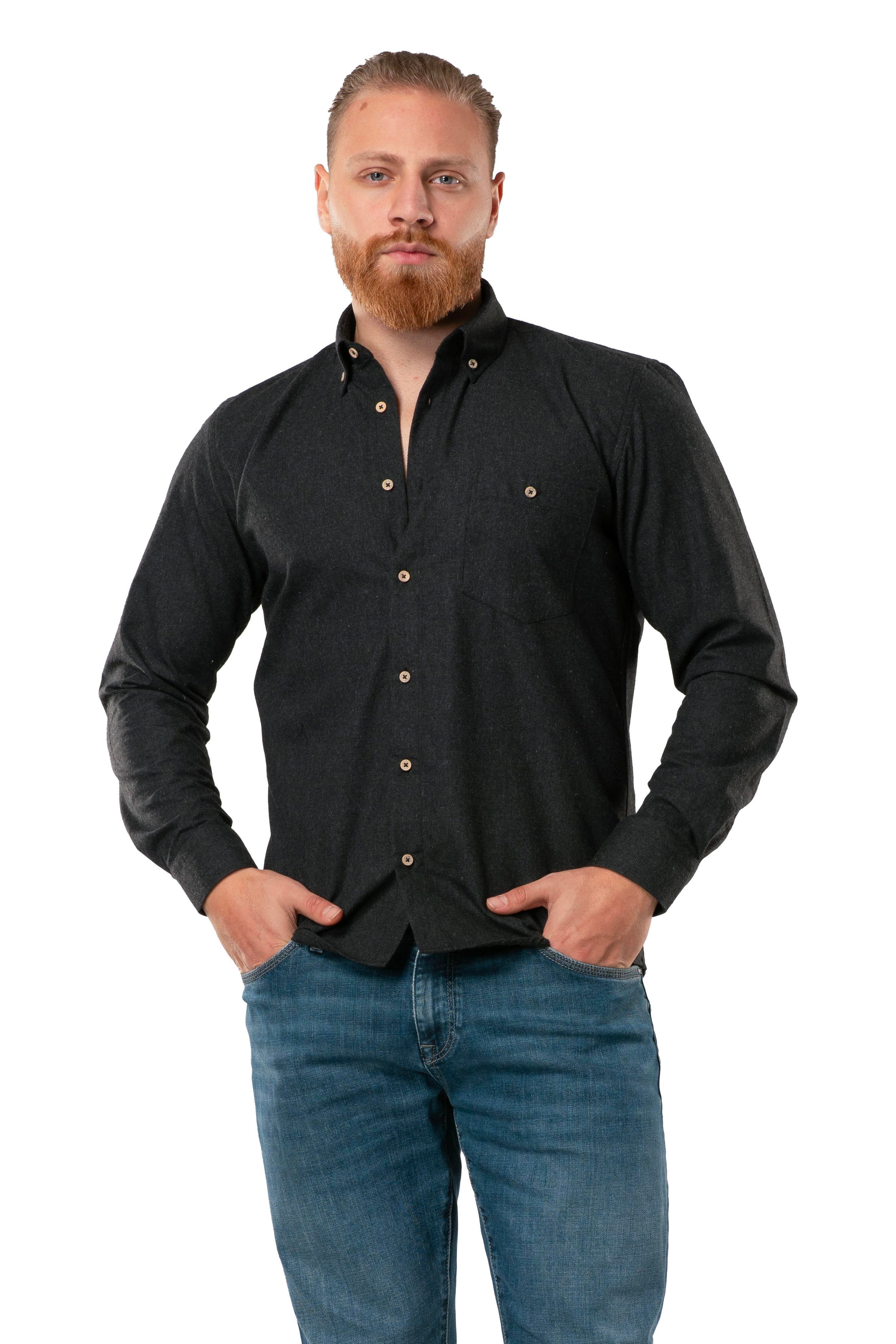 Uzun Kol Oduncu Erkek Pazen Sonbahar ve Kışlık Gömlek Siyah 4006