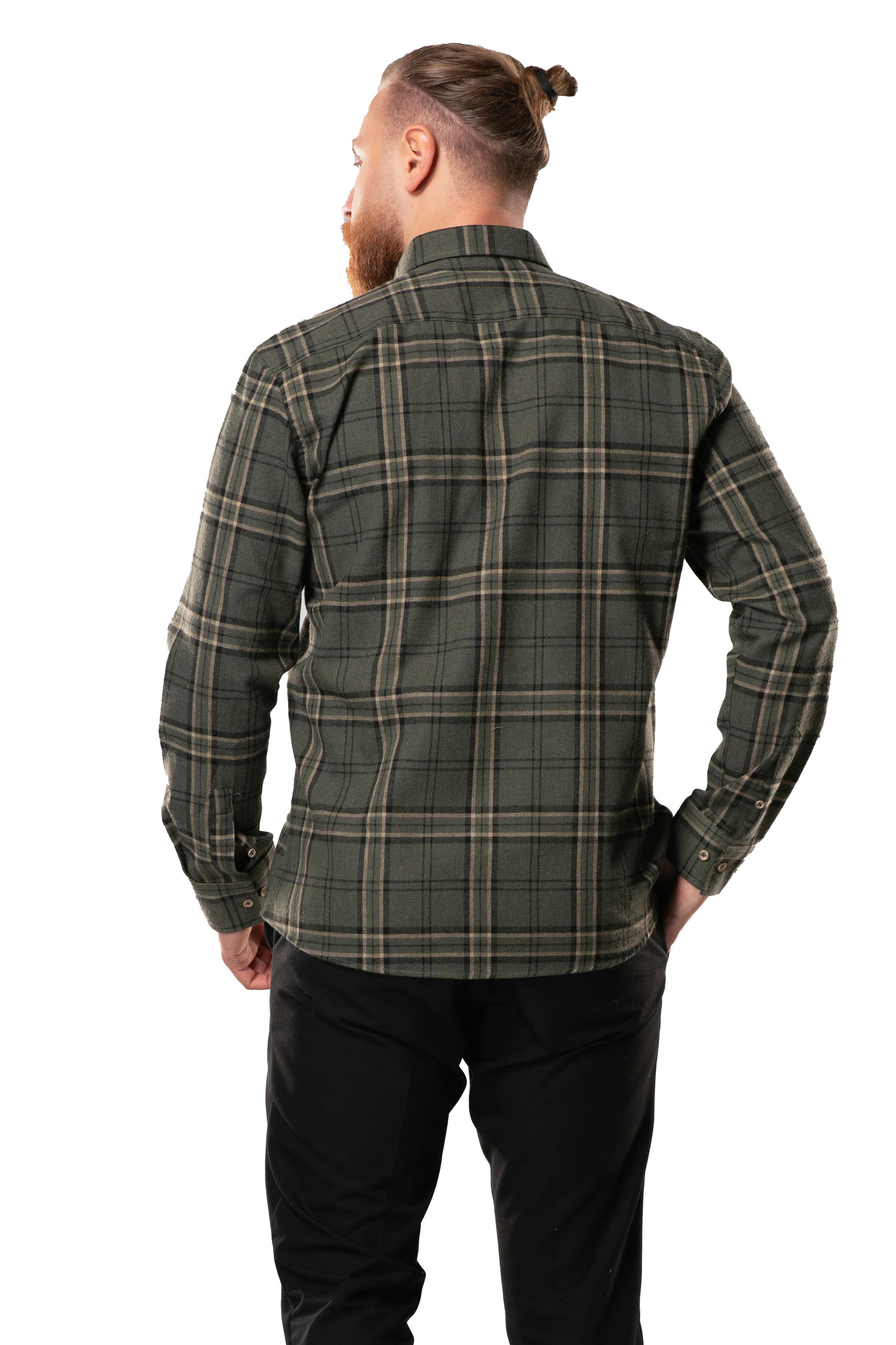 Uzun Kol Oduncu Erkek Pazen Sonbahar ve Kışlık Gömlek Haki Ekose 4044