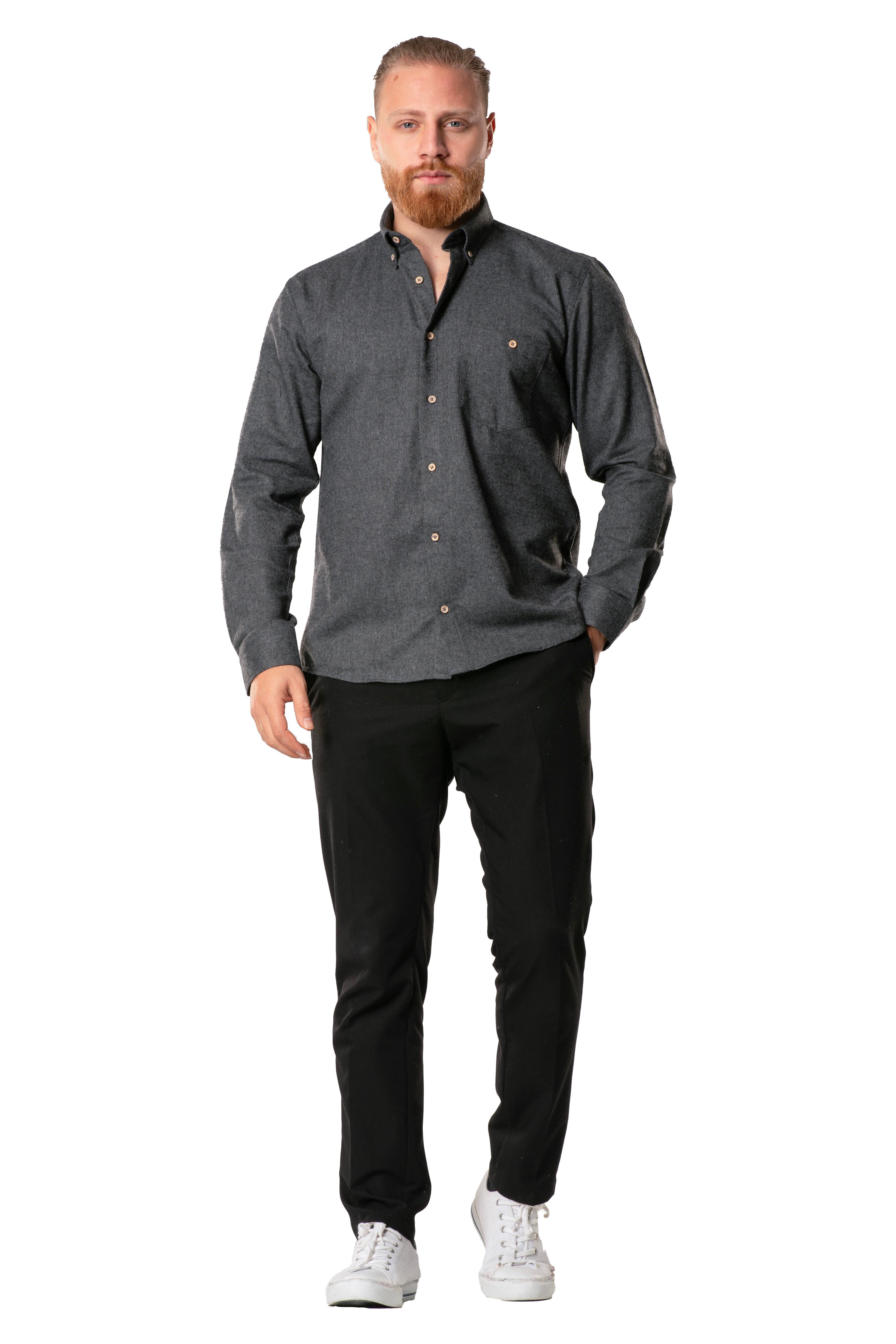 Uzun Kol Oduncu Erkek Pazen Sonbahar ve Kışlık Gömlek Koyu Gri 4005