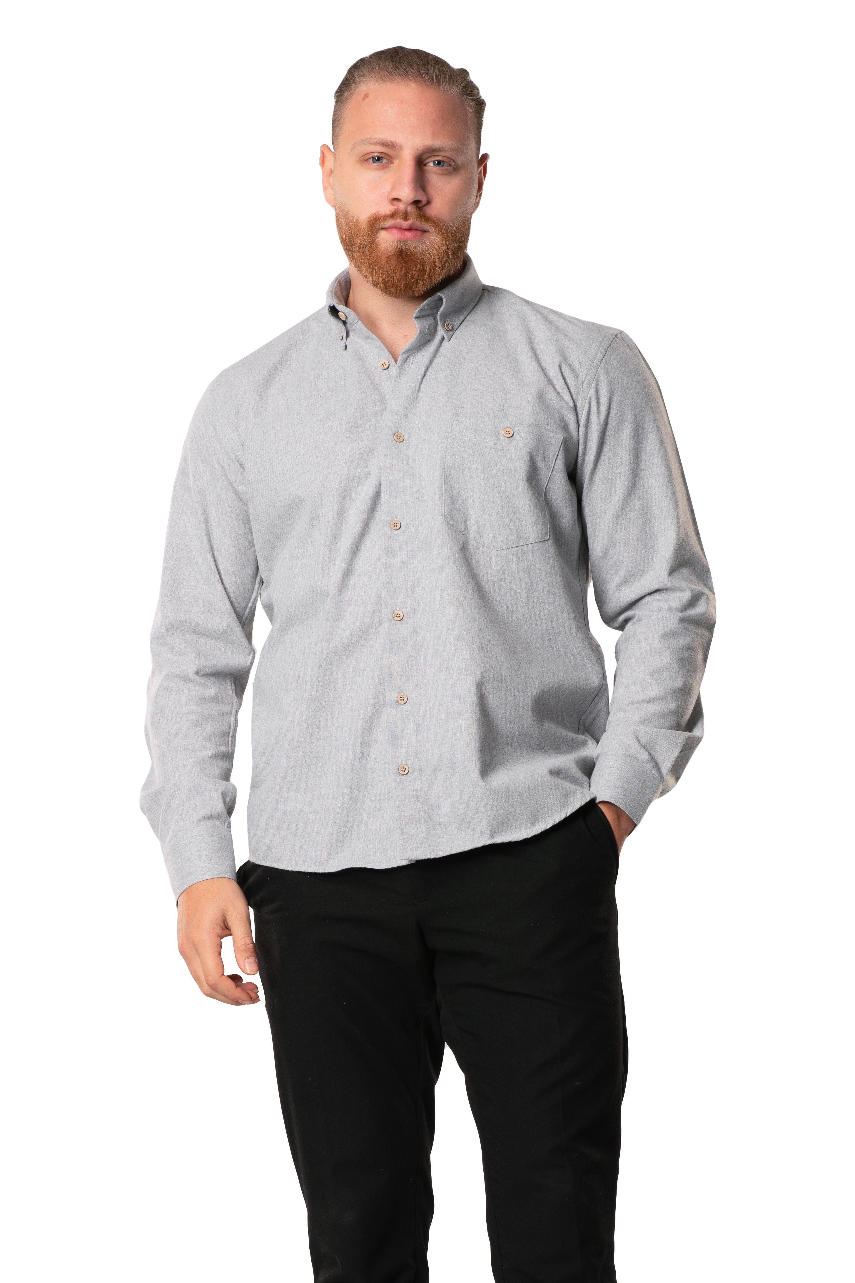 Uzun Kol Oduncu Erkek Pazen Sonbahar ve Kışlık Gömlek Açık Gri 4033