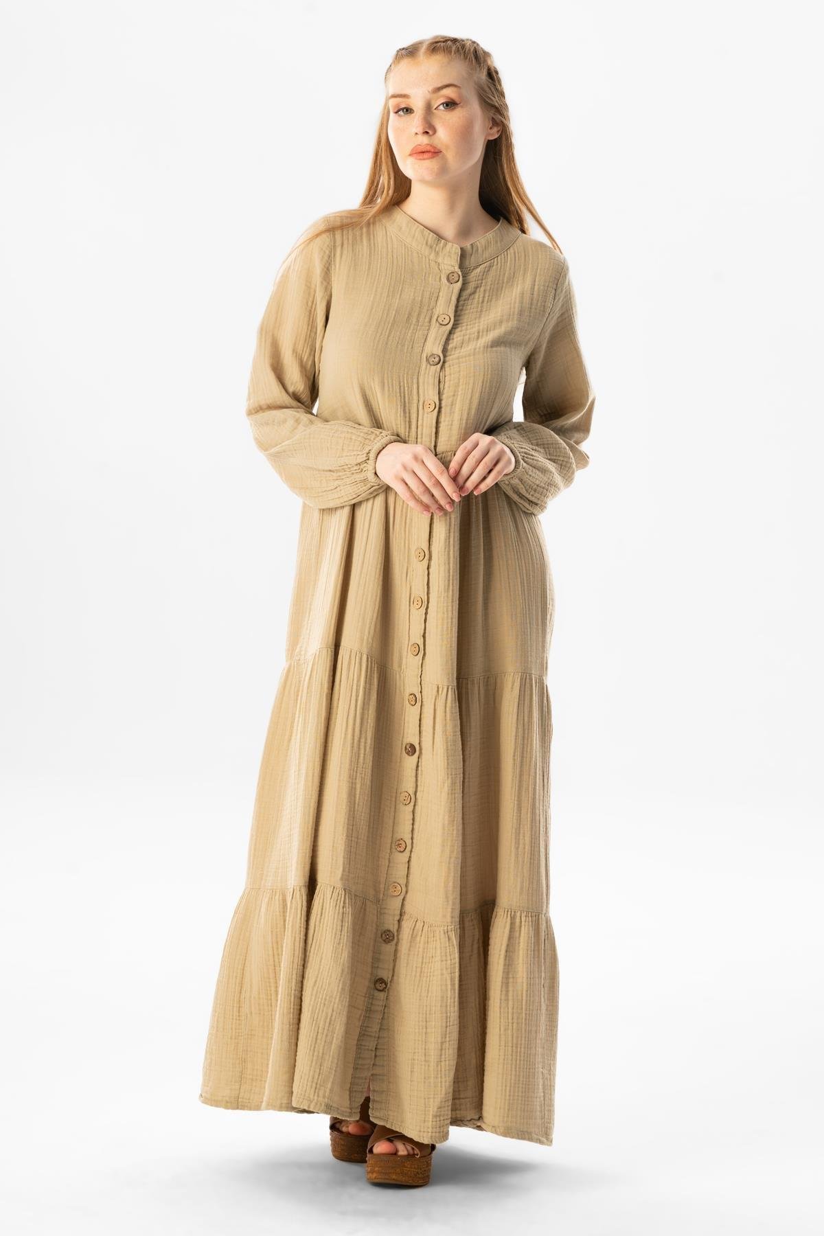 Uzun Kol Sezen Mevsimlik Müslin Ferace Vizon Vzn