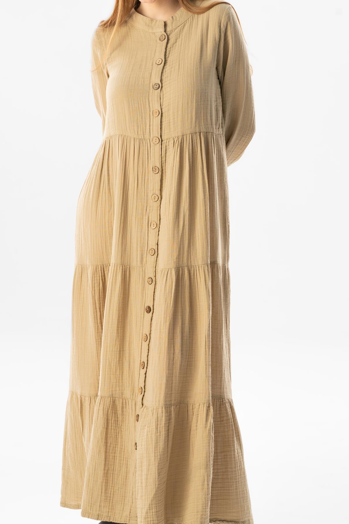 Uzun Kol Sezen Mevsimlik Müslin Ferace Vizon Vzn