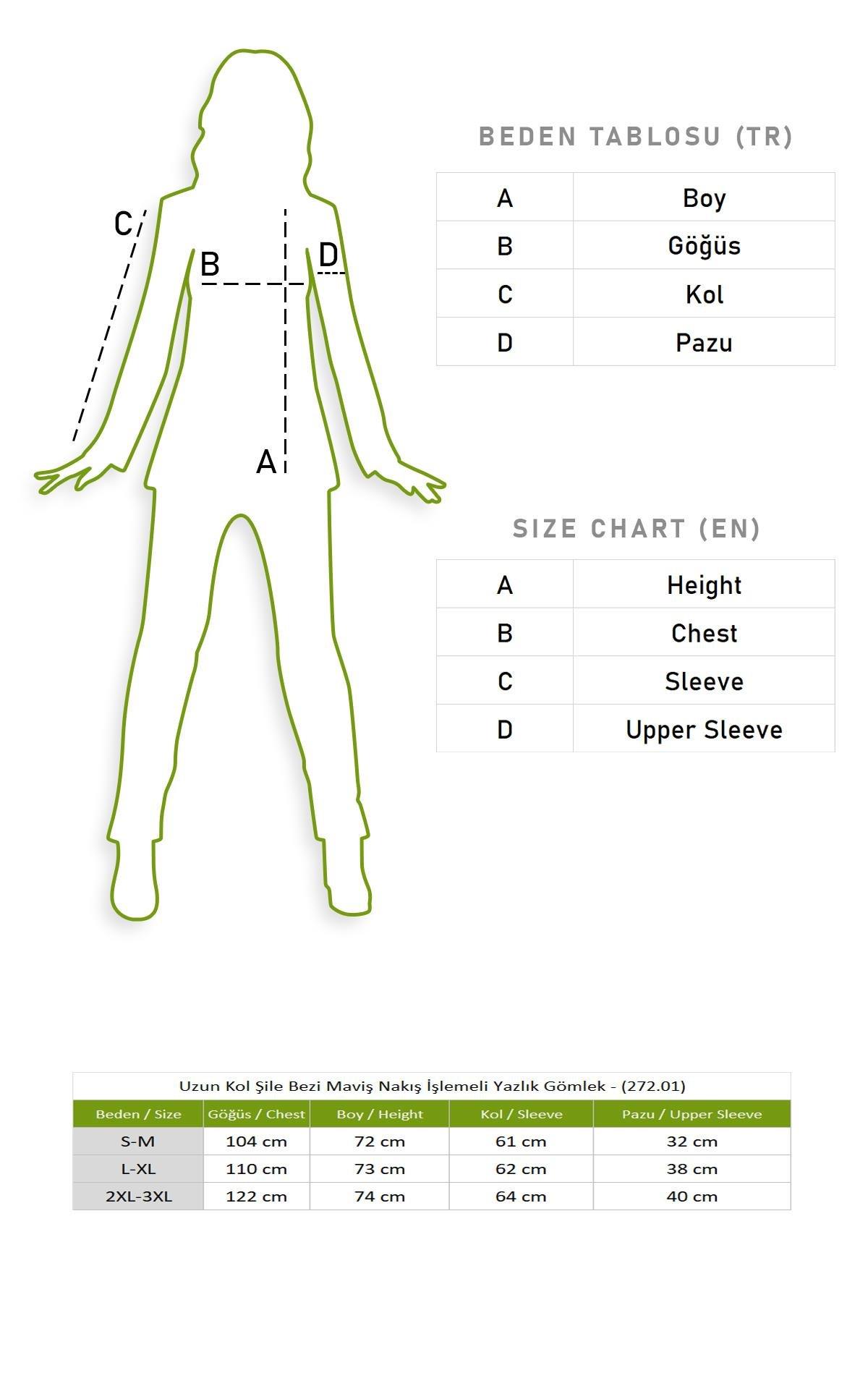 Uzun Kol Şile Bezi Maviş Nakış İşlemeli Yazlık Gömlek Siyah Syh