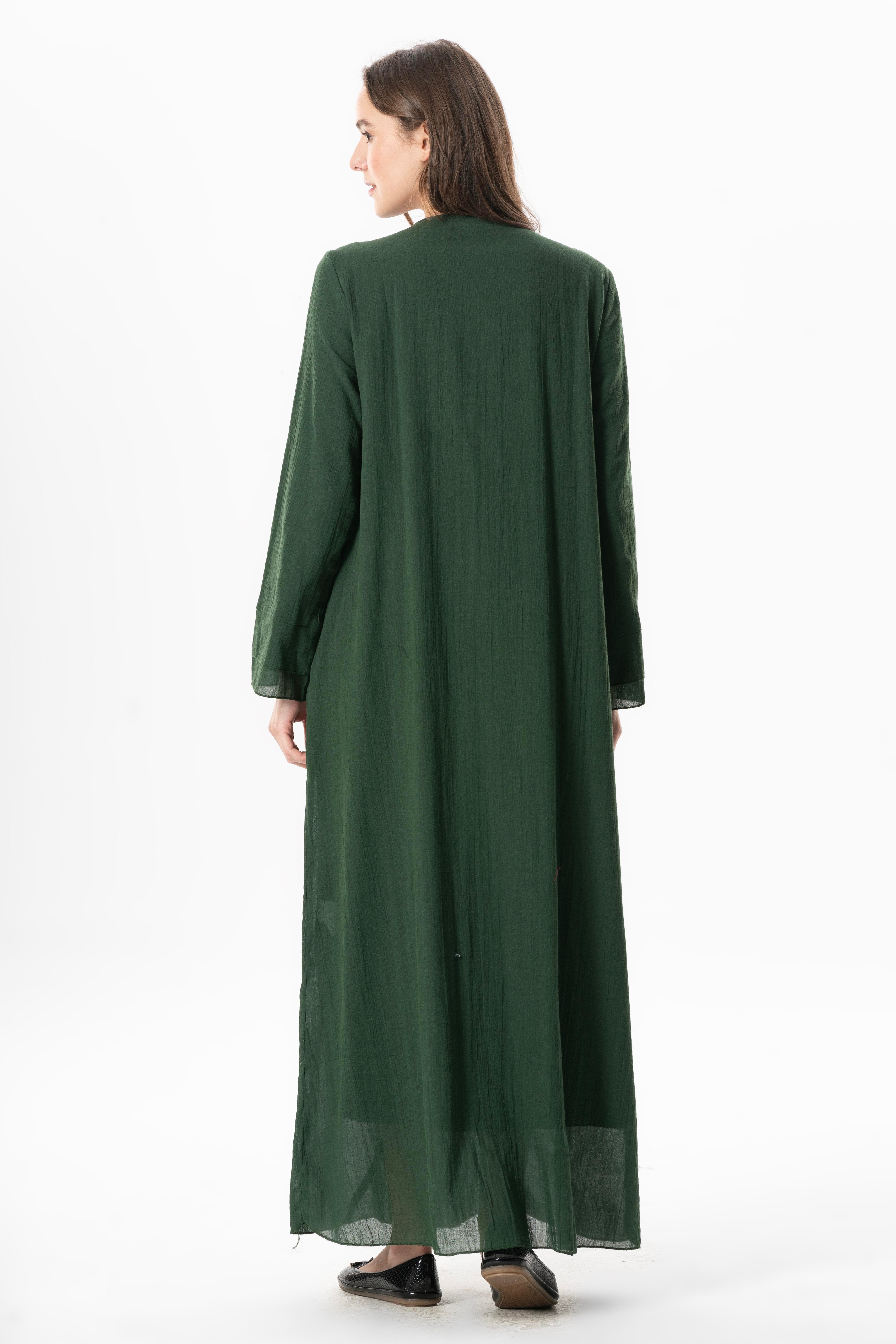 Uzun Kol Vual Tülay Nervürlü Yazlık Ferace Yeşil Ysl