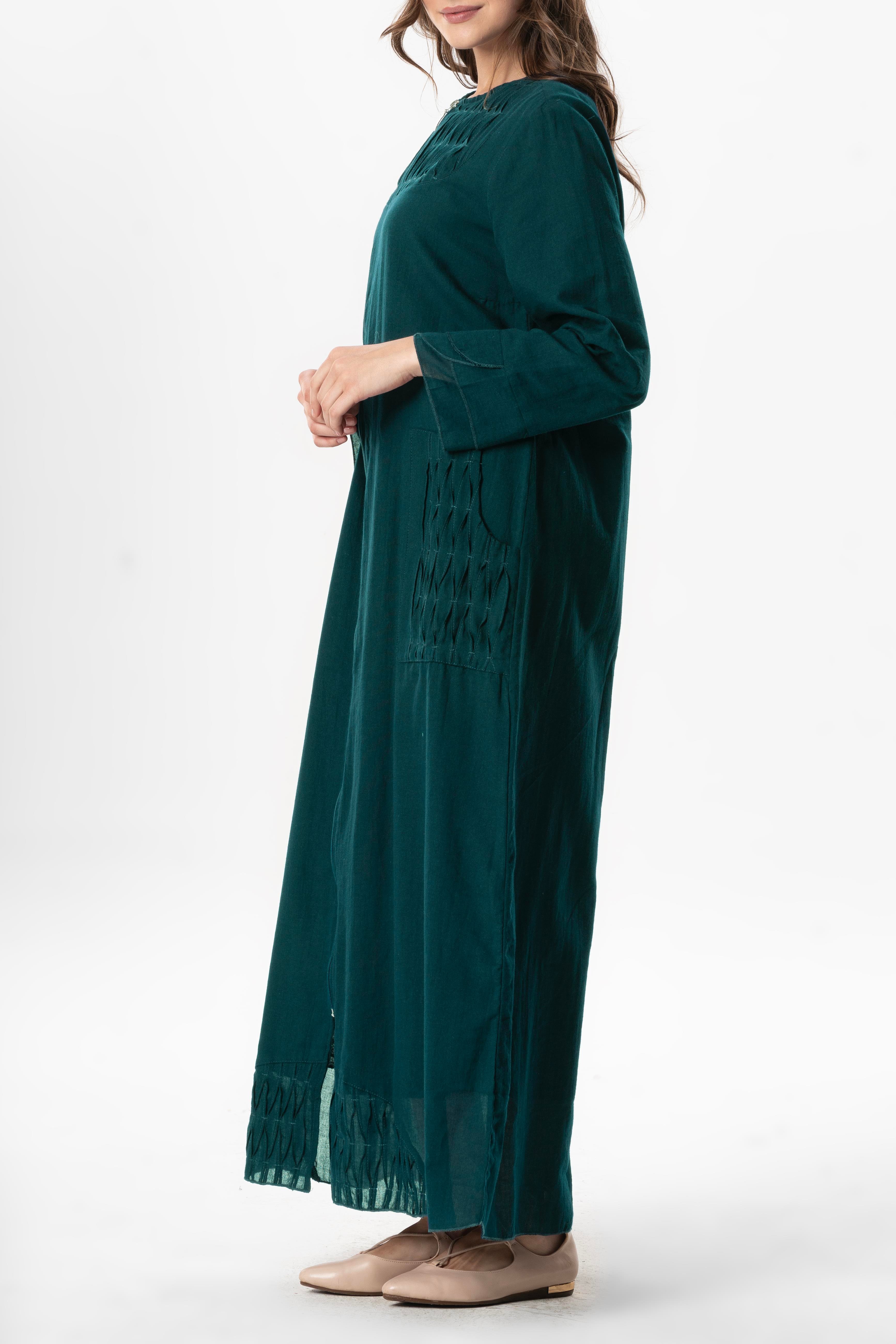 Uzun Kol Vual Tülay Nervürlü Yazlık Ferace Petrol Ptrl