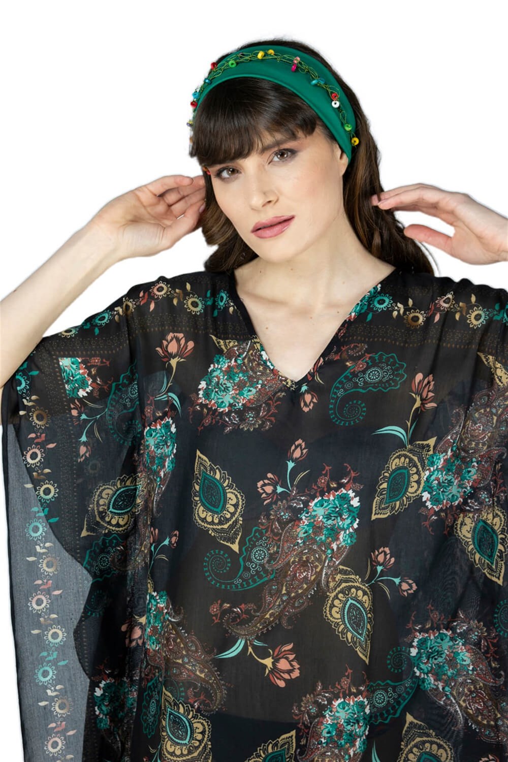 Verda Vual Tunik Otantik Desen Siyah