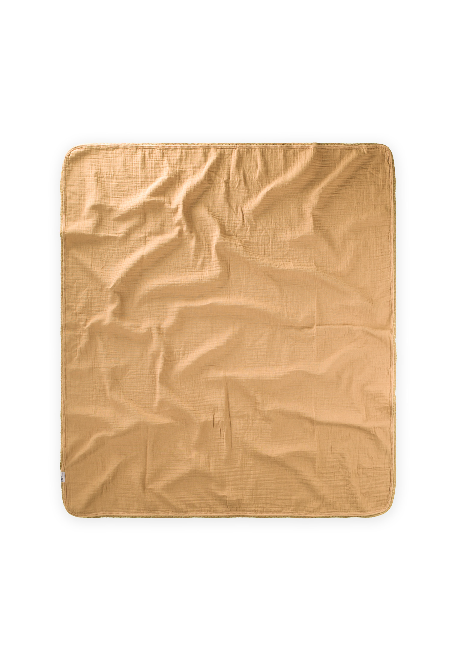 CigitDantel İşlemeli Tekkat Müslin Battaniye 100X100 cm +/- 3 cm Hardal Sarı