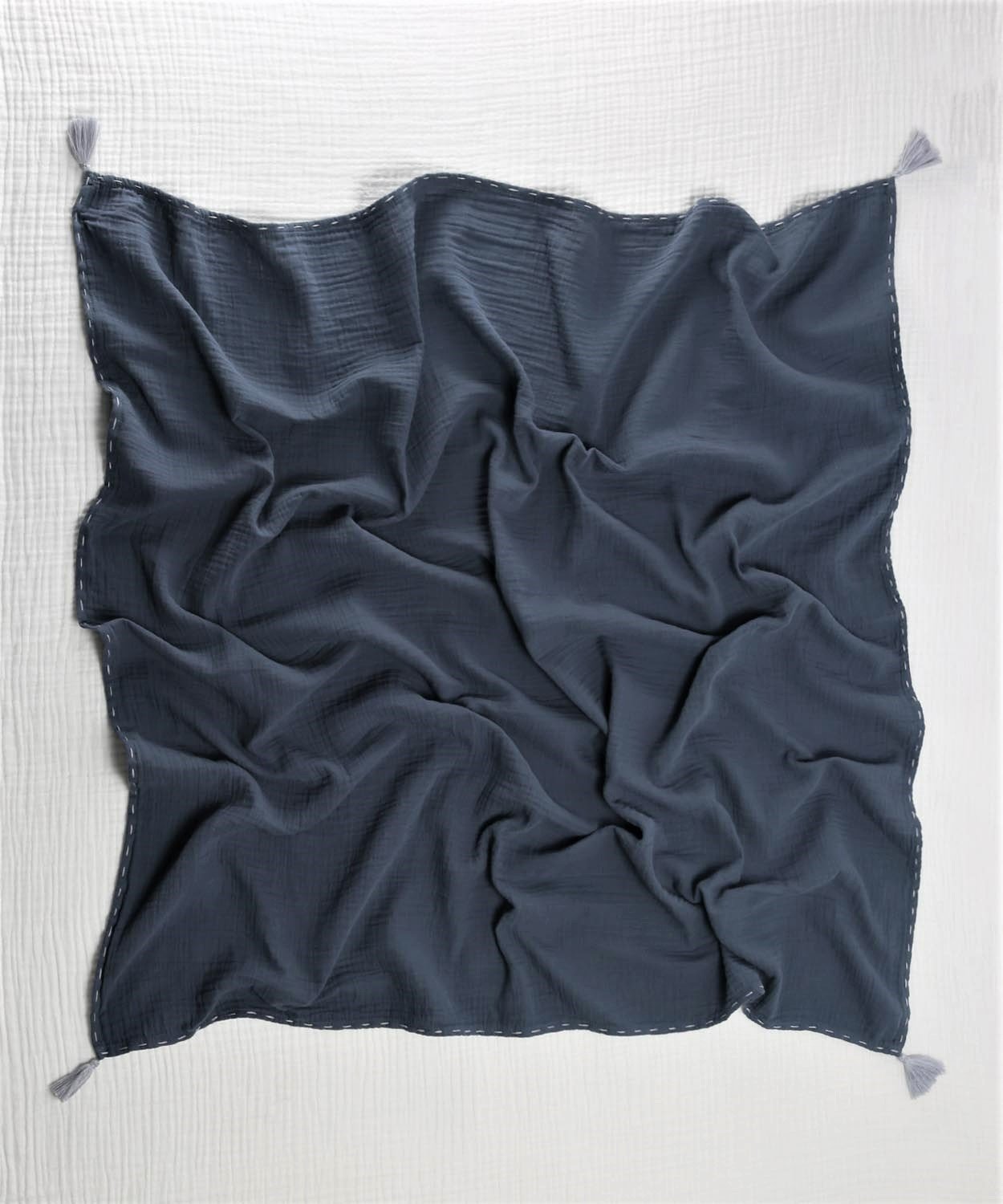 100114-15CigitPüsküllü Müslin Battaniye (Yıkanmış) 100X100 cm +/- 2 cm Füme