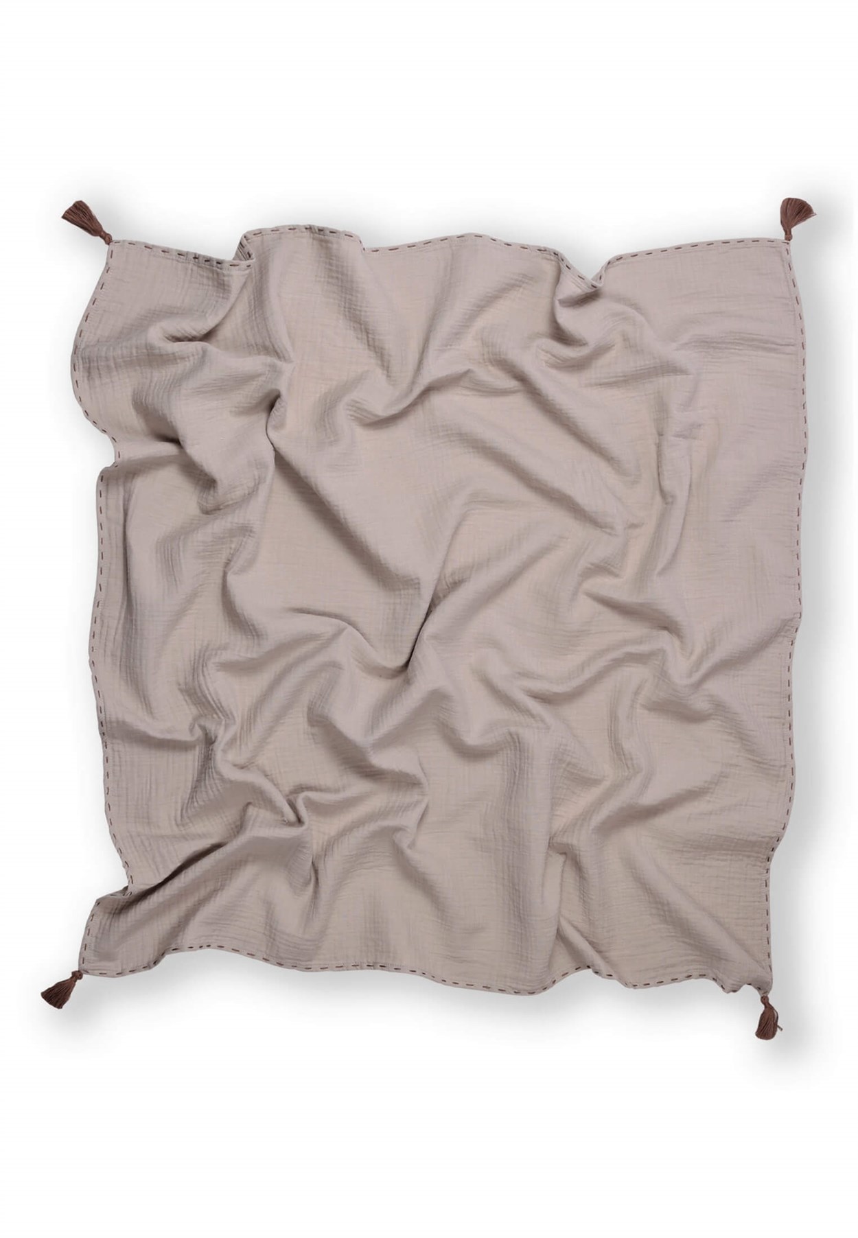 100114-777CigitPüsküllü Müslin Battaniye (Yıkanmış) 100X100 cm +/- 2 cm Vizon