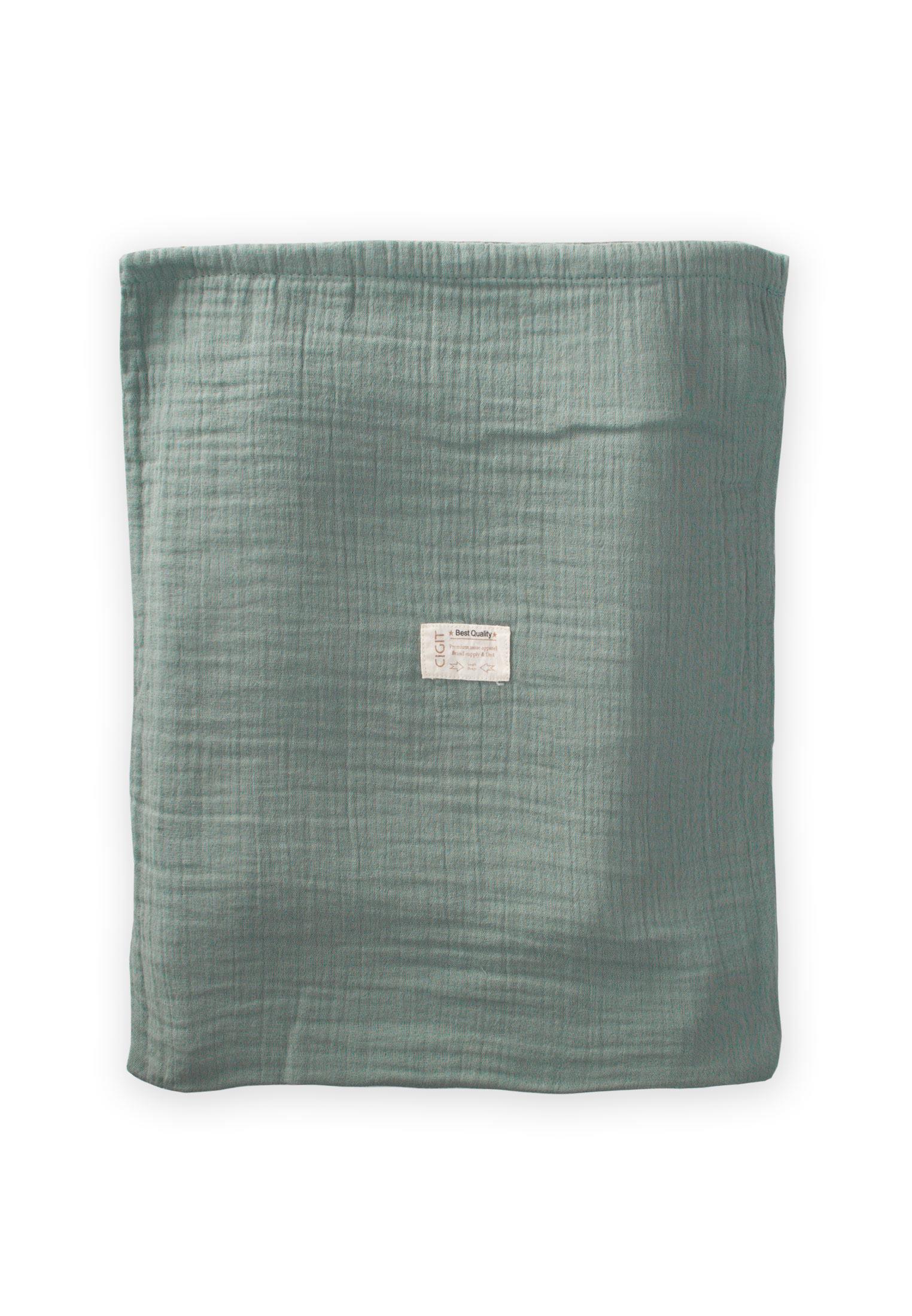 CigitKeseli Müslin Nevresim Takımı 100X135 cm +/ - 3cm Çarşaf 120X150 Yastık 35X45 cm ÇAĞLA YEŞİLİ