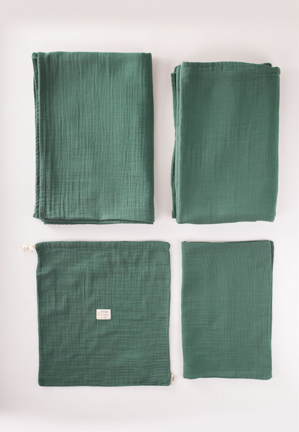 CigitKeseli Müslin Nevresim Takımı 100X135 cm +/ - 3cm Çarşaf 120X150 Yastık 35X45 cm HAKİ YEŞİL