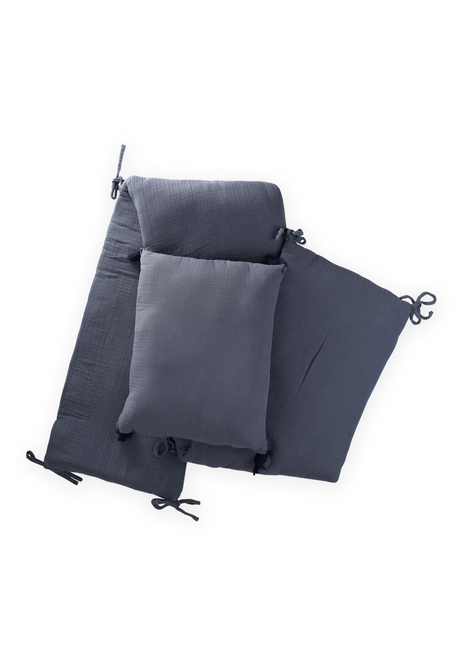 CigitMüslin Bebek Yatak Koruma Yastık Seti (Yıkanmıştır) 32X180 cm +/- 2 cm ANTRASİT