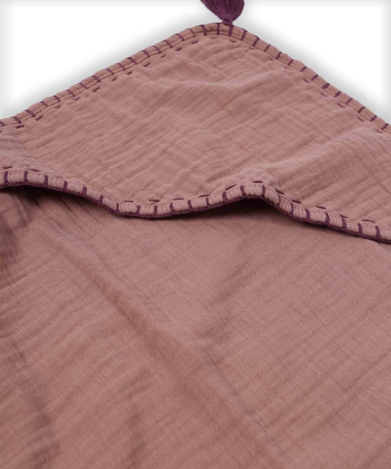 100179-329CigitÇift Kat El İşi Müslin Üçgen Havlu (Yıkanmıştır) 75X75 cm Bakır